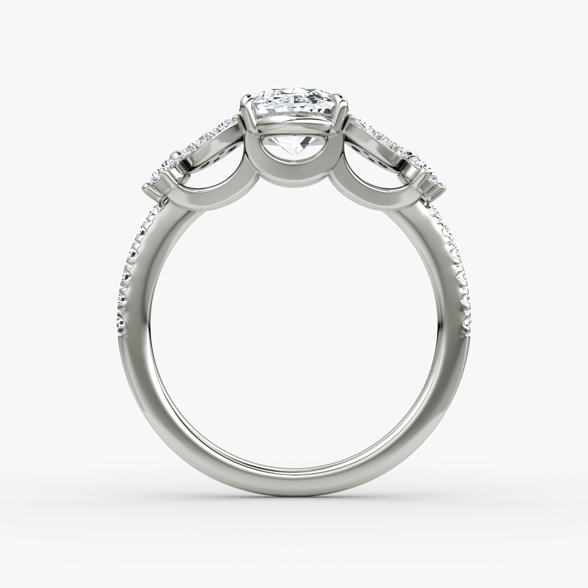 The Signature Floral | Oval | 18k | White Gold | bandAccent: Pavé | diamondOrientation: vertical | caratWeight: other