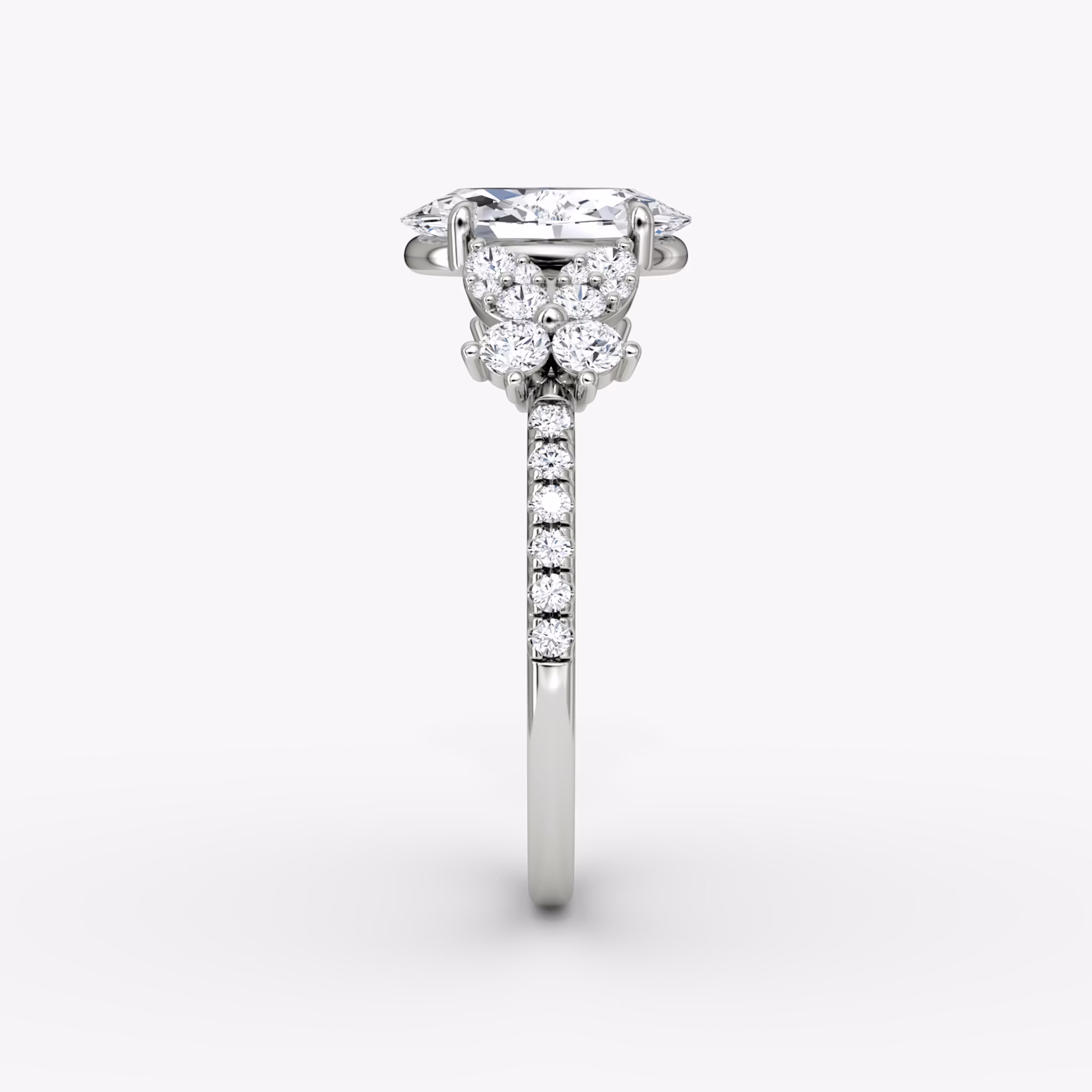 The Signature Floral | Oval | 18k | White Gold | bandAccent: Pavé | diamondOrientation: vertical | caratWeight: other