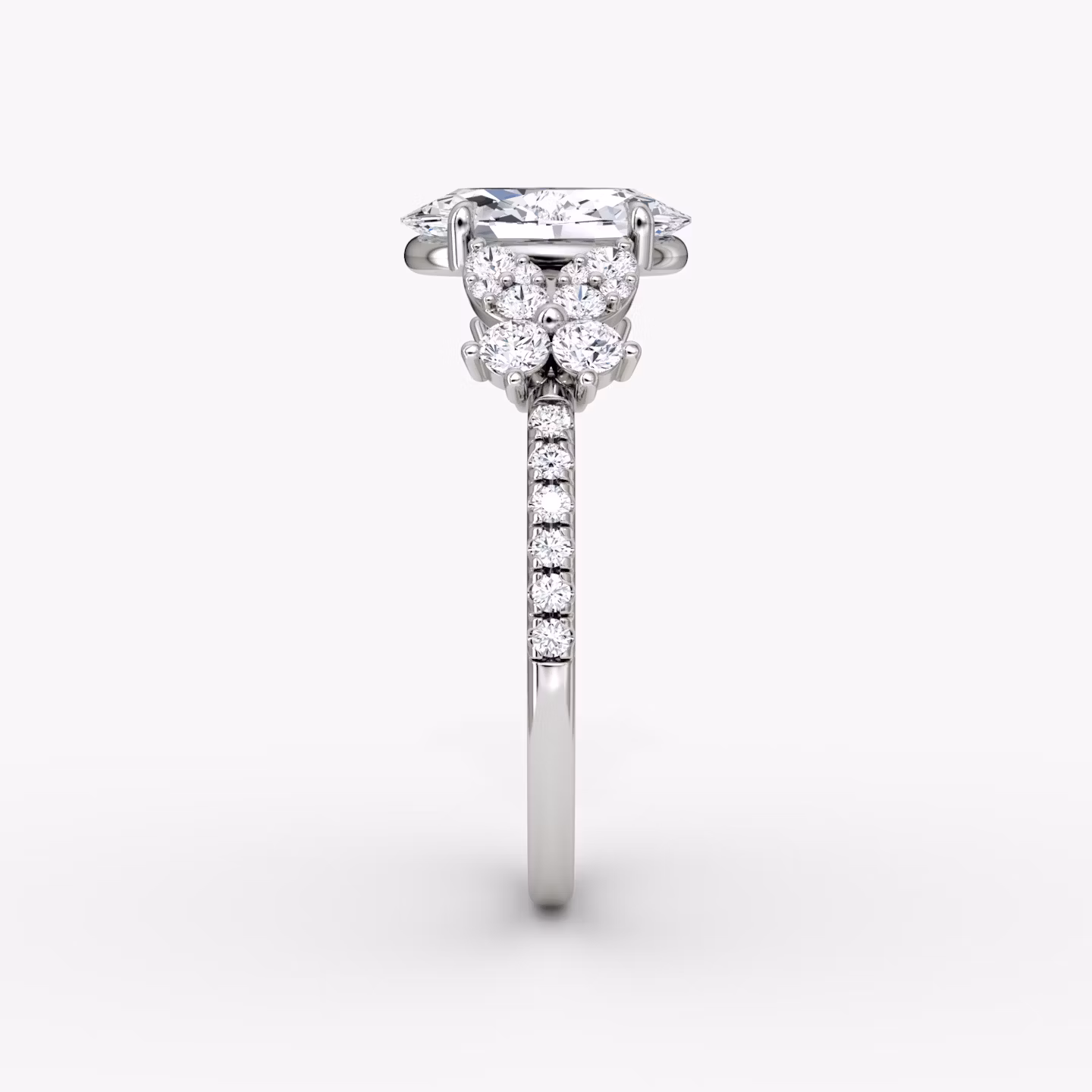 The Signature Floral  | Oval | Platinum | bandAccent: Pavé | diamondOrientation: vertical | caratWeight: other