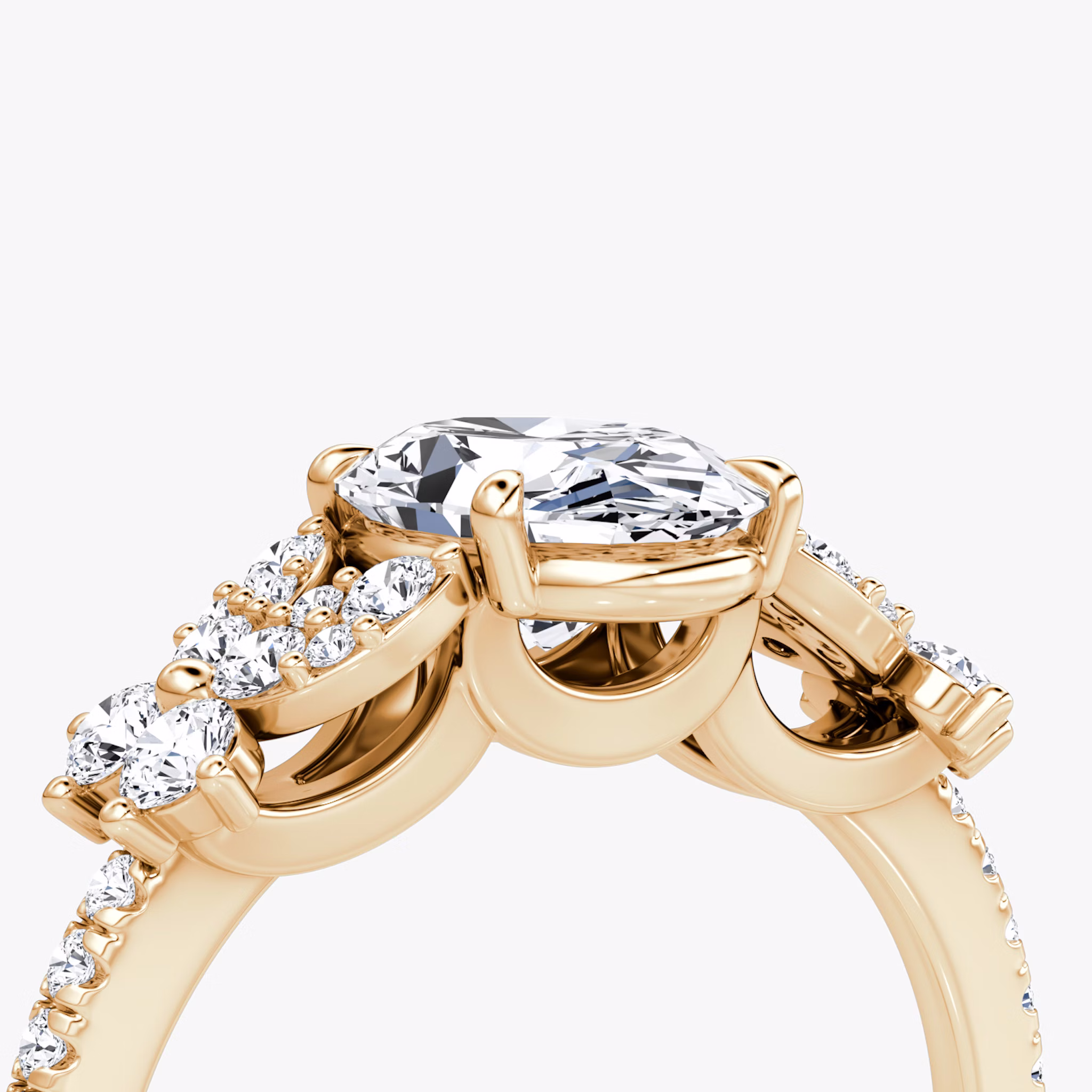 The Signature Floral | Oval | 14k | Rose Gold | bandAccent: Pavé | diamondOrientation: vertical | caratWeight: other