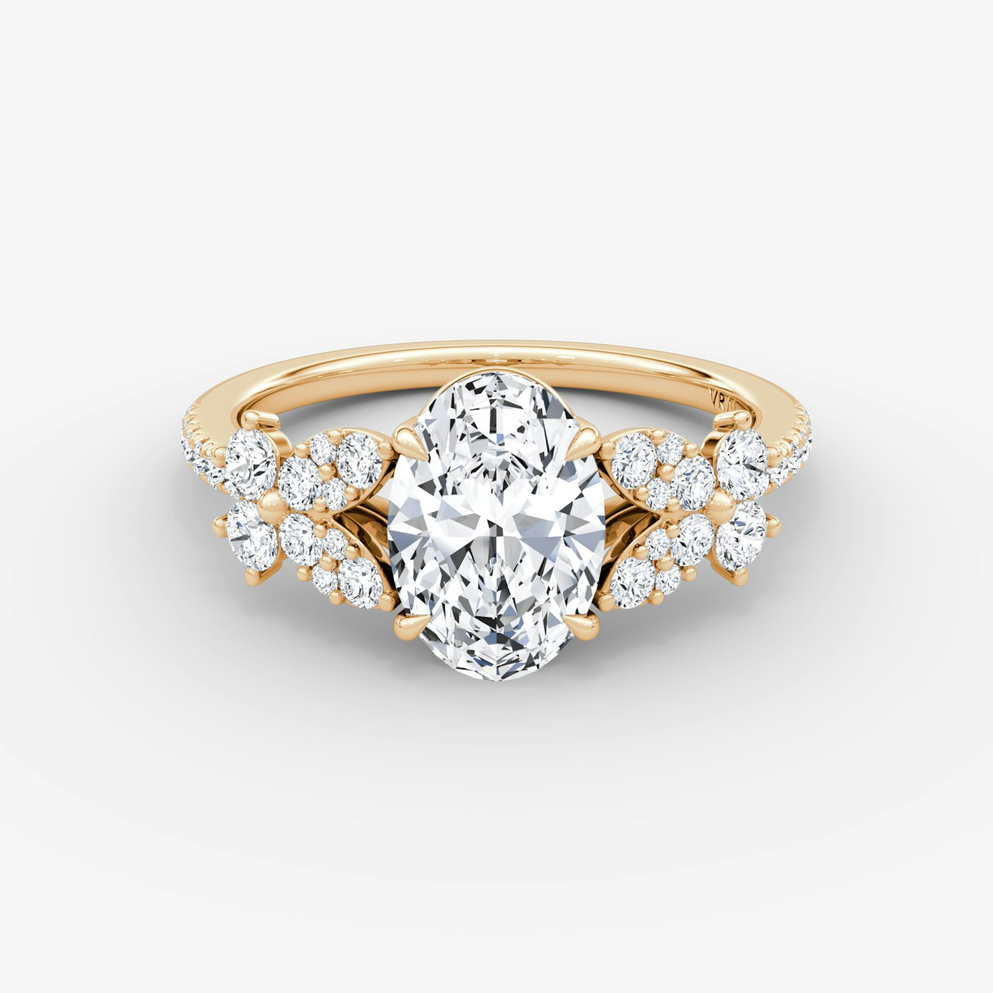 Bague de fiançailles Signature Floral | Ovale | 14k | Or rose | bandAccent: Pavé | diamondOrientation: vertical | caratWeight: other