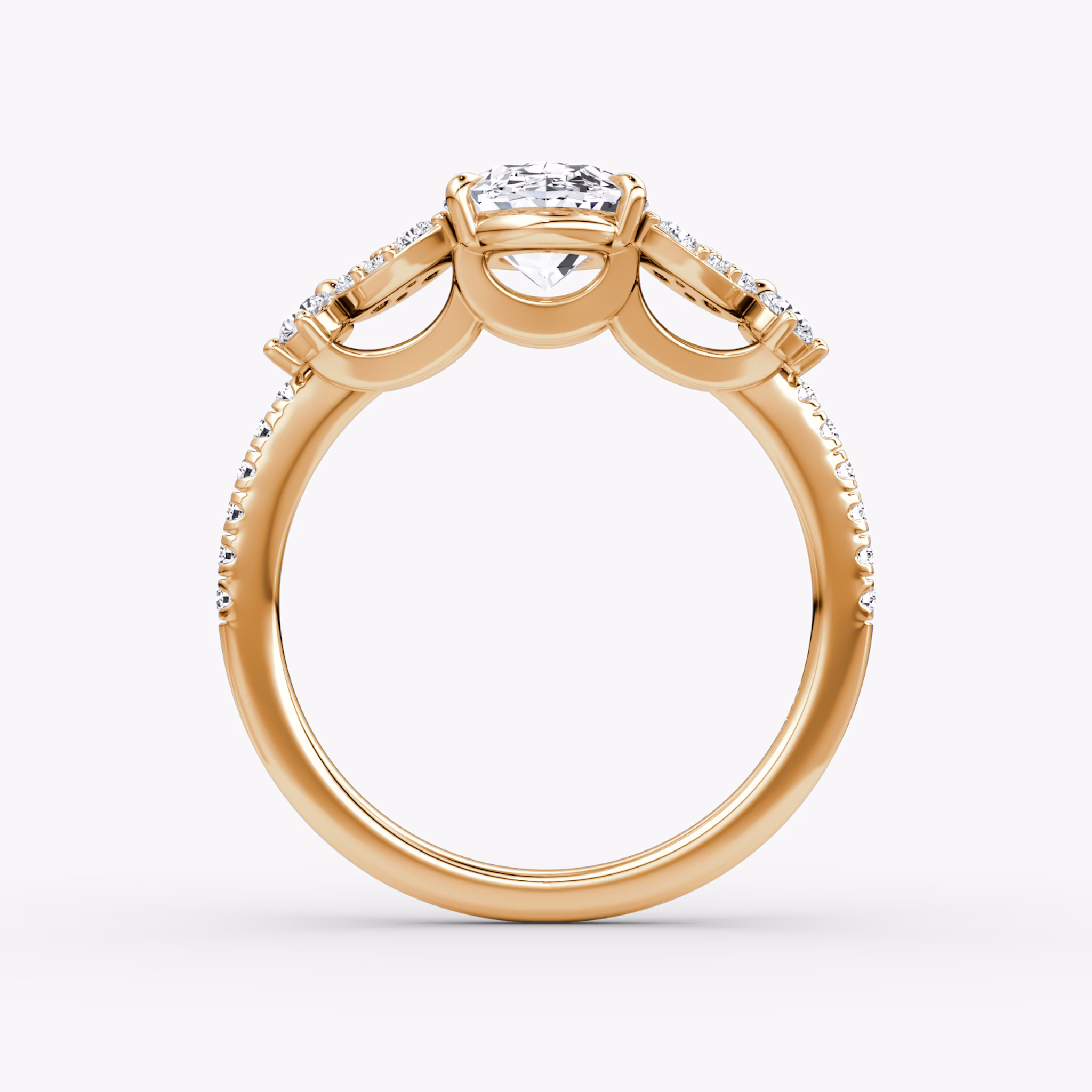The Signature Floral | Oval | 14k | Rose Gold | bandAccent: Pavé | diamondOrientation: vertical | caratWeight: other