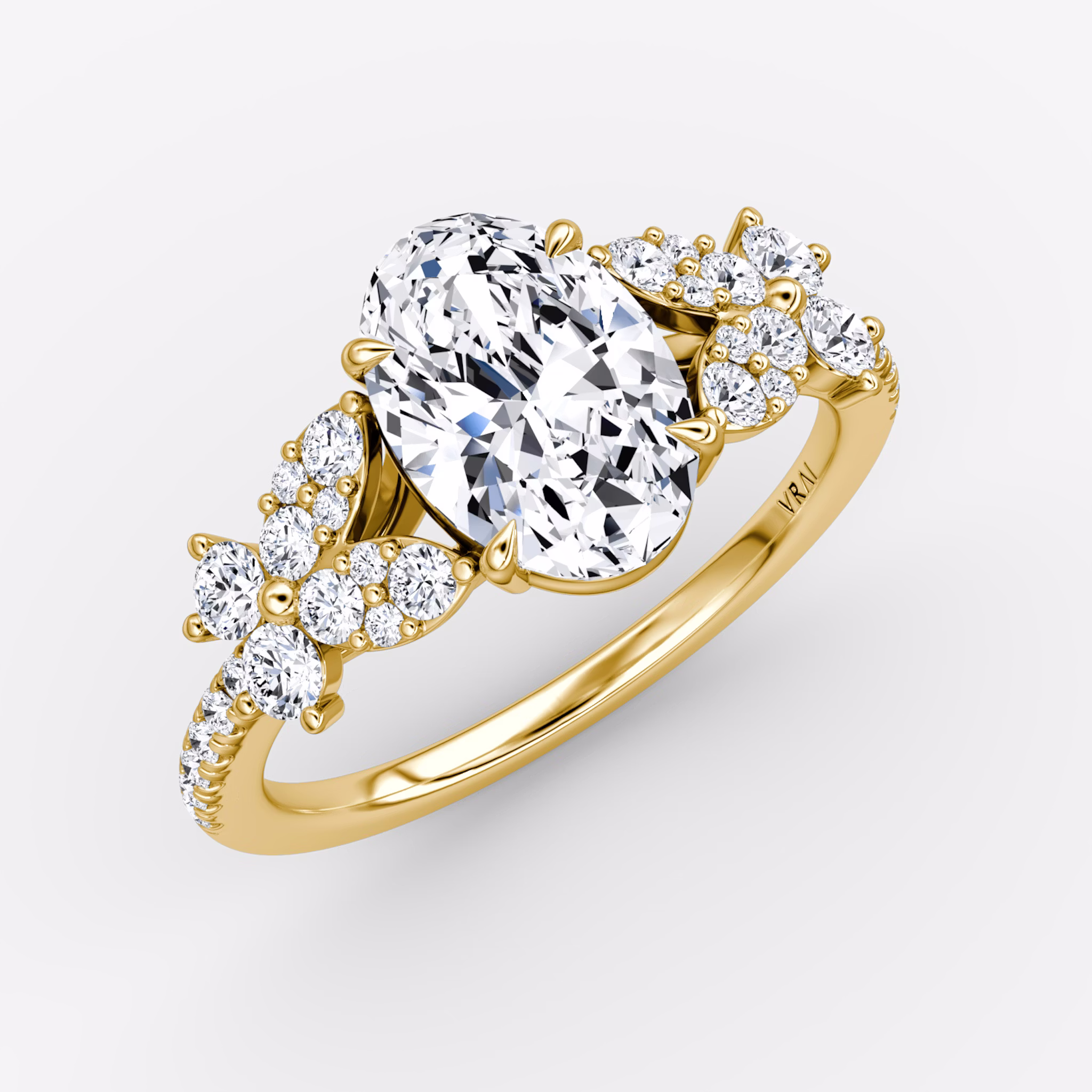 The Signature Floral | Oval | 18k | Yellow Gold | bandAccent: Pavé | diamondOrientation: vertical | caratWeight: other