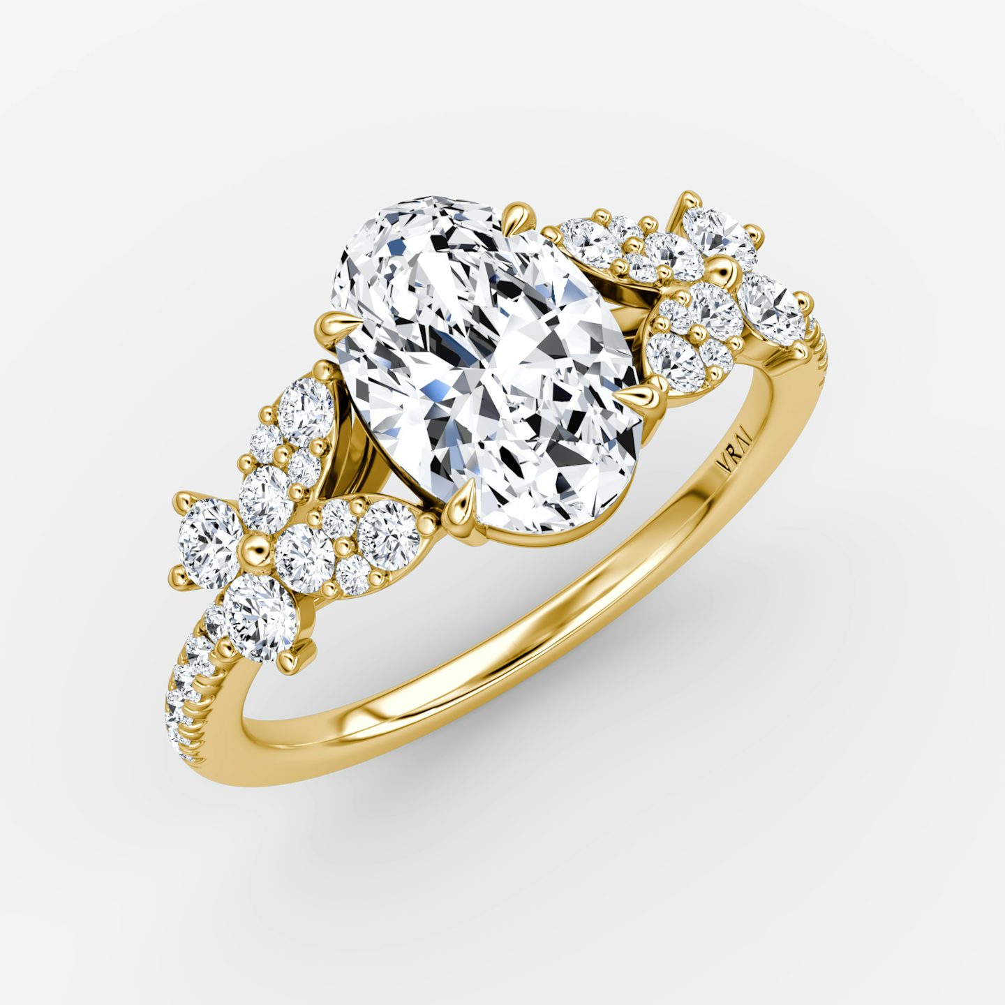 The Signature Floral  | Oval | 18k | Yellow Gold | bandAccent: Pavé | diamondOrientation: vertical | caratWeight: other