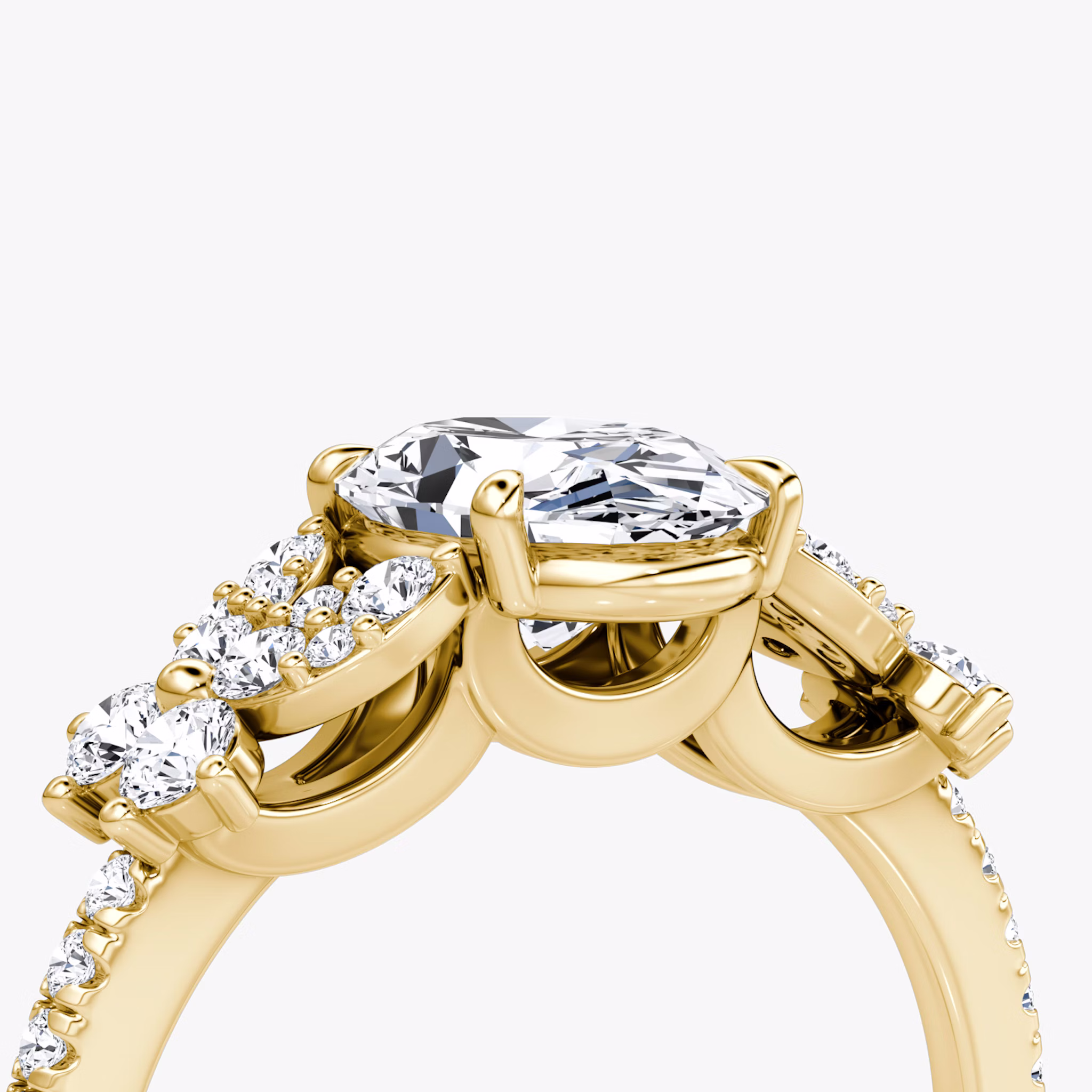 The Signature Floral | Oval | 18k | Yellow Gold | bandAccent: Pavé | diamondOrientation: vertical | caratWeight: other