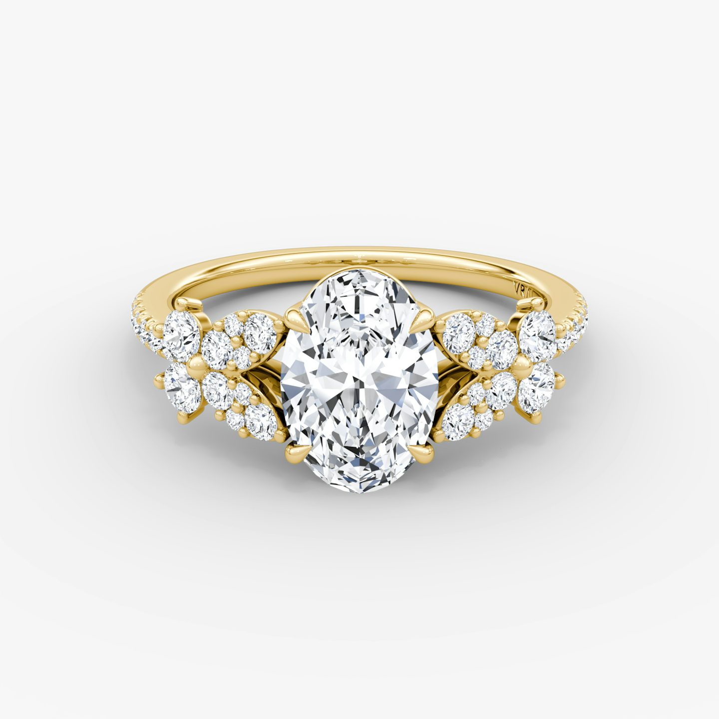 The Signature Floral  | Oval | 18k | Yellow Gold | bandAccent: Pavé | diamondOrientation: vertical | caratWeight: other