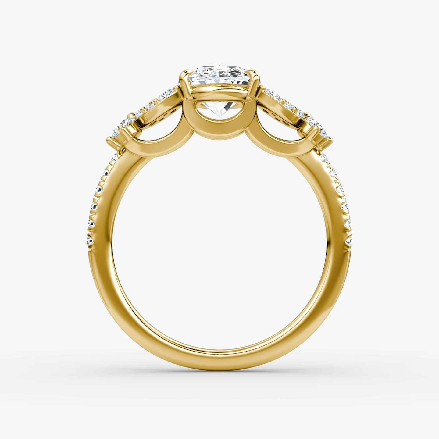 The Signature Floral  | Oval | 18k | Yellow Gold | bandAccent: Pavé | diamondOrientation: vertical | caratWeight: other
