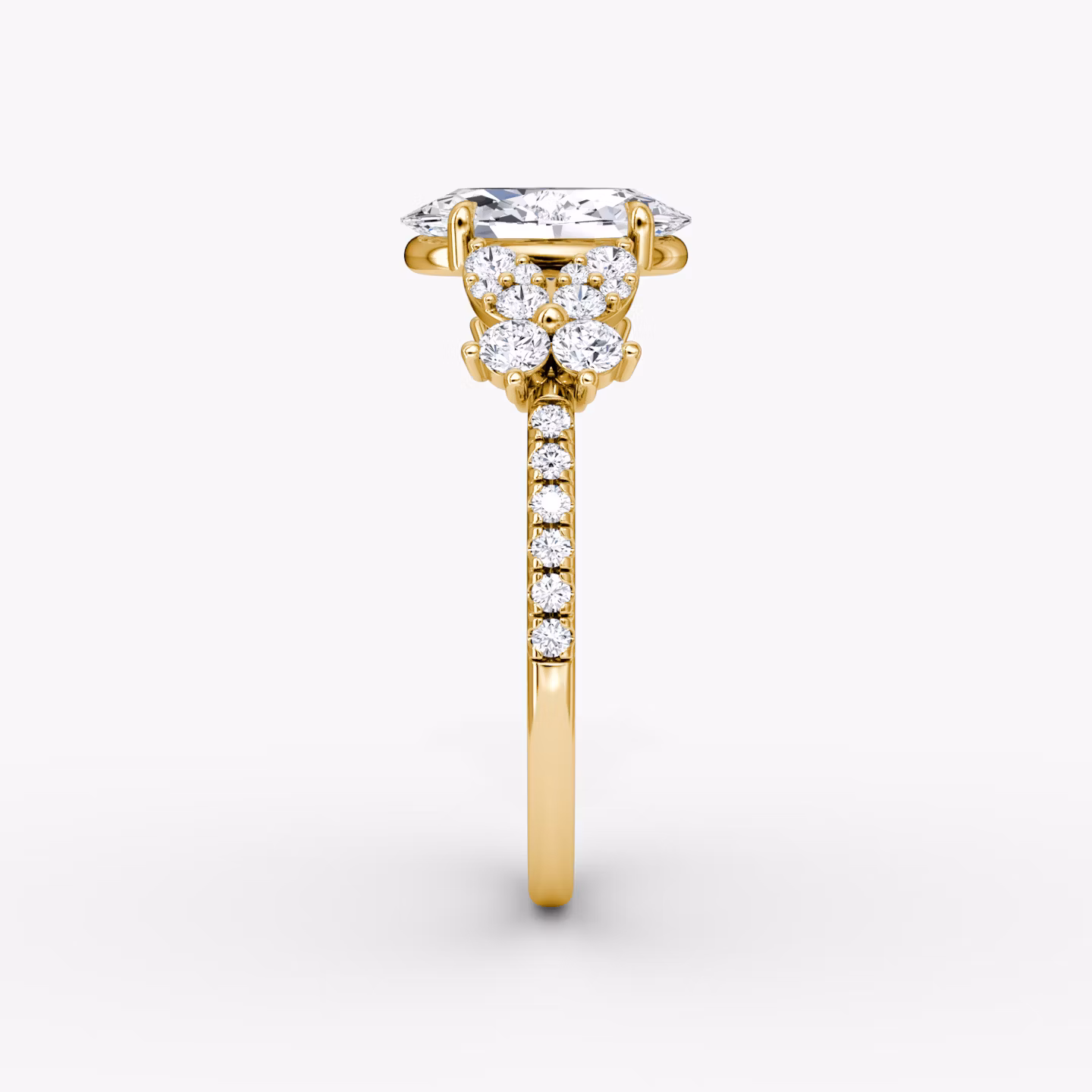 The Signature Floral  | Oval | 18k | Yellow Gold | bandAccent: Pavé | diamondOrientation: vertical | caratWeight: other