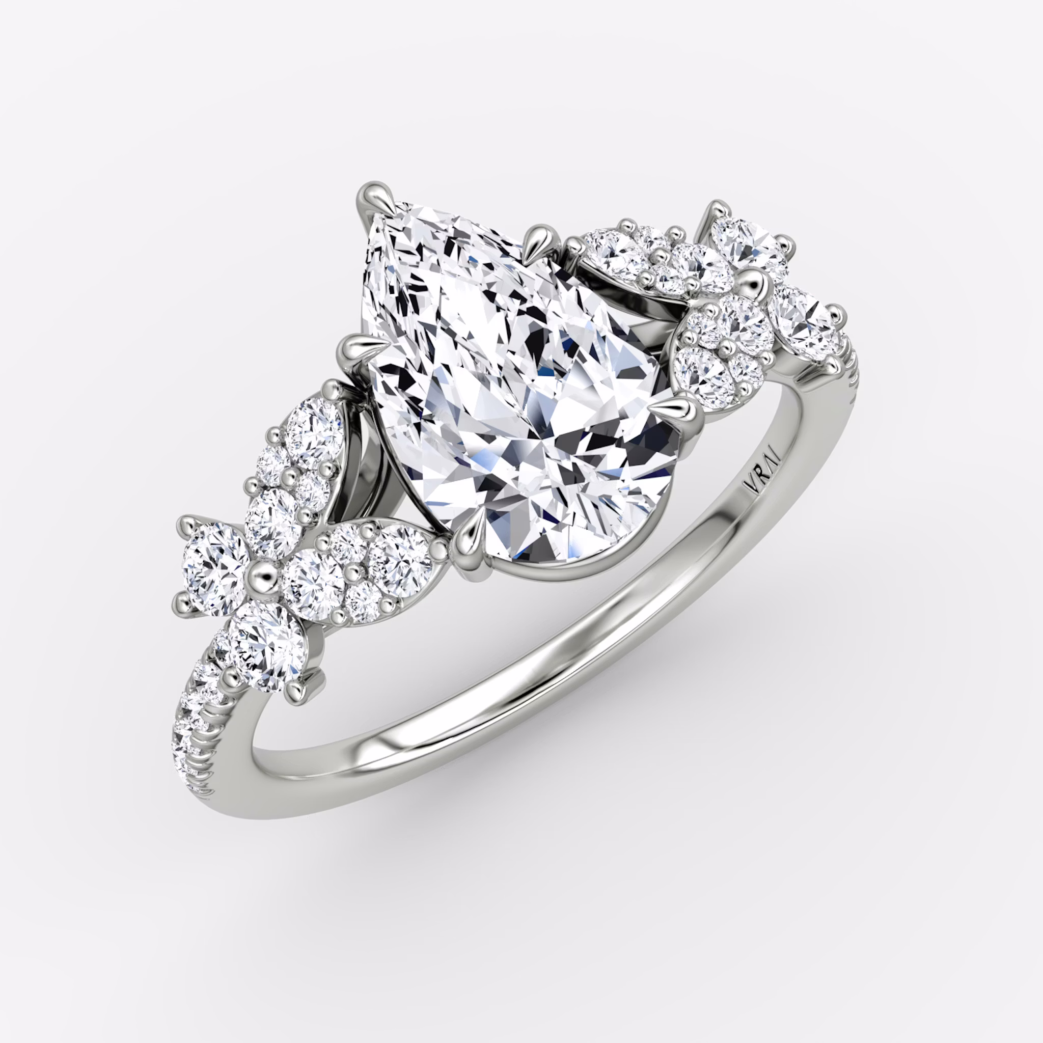 The Signature Floral | Pear | Platinum | bandAccent: Pavé | diamondOrientation: vertical | caratWeight: other