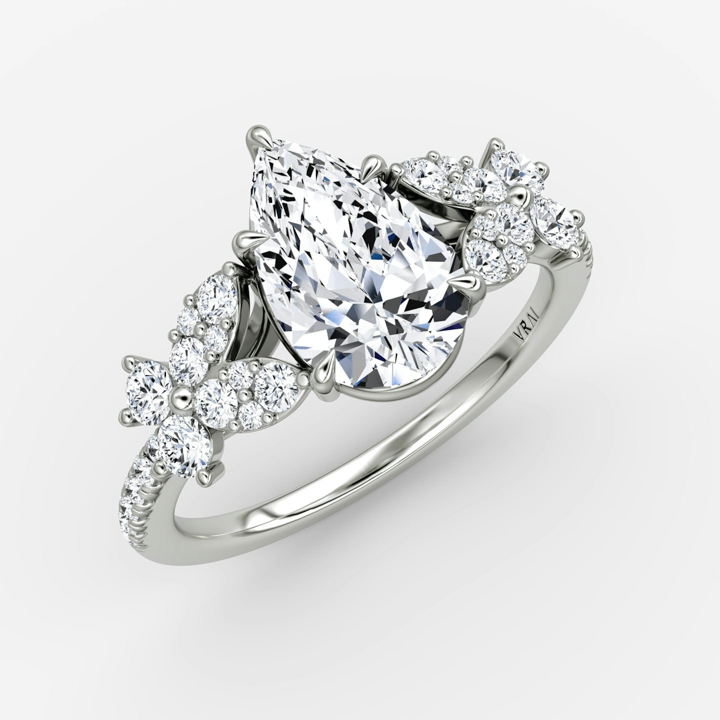 The Signature Floral  | Tropfen | Platin | bandAccent: Mit Pavé-Besatz | diamondOrientation: vertical | caratWeight: other