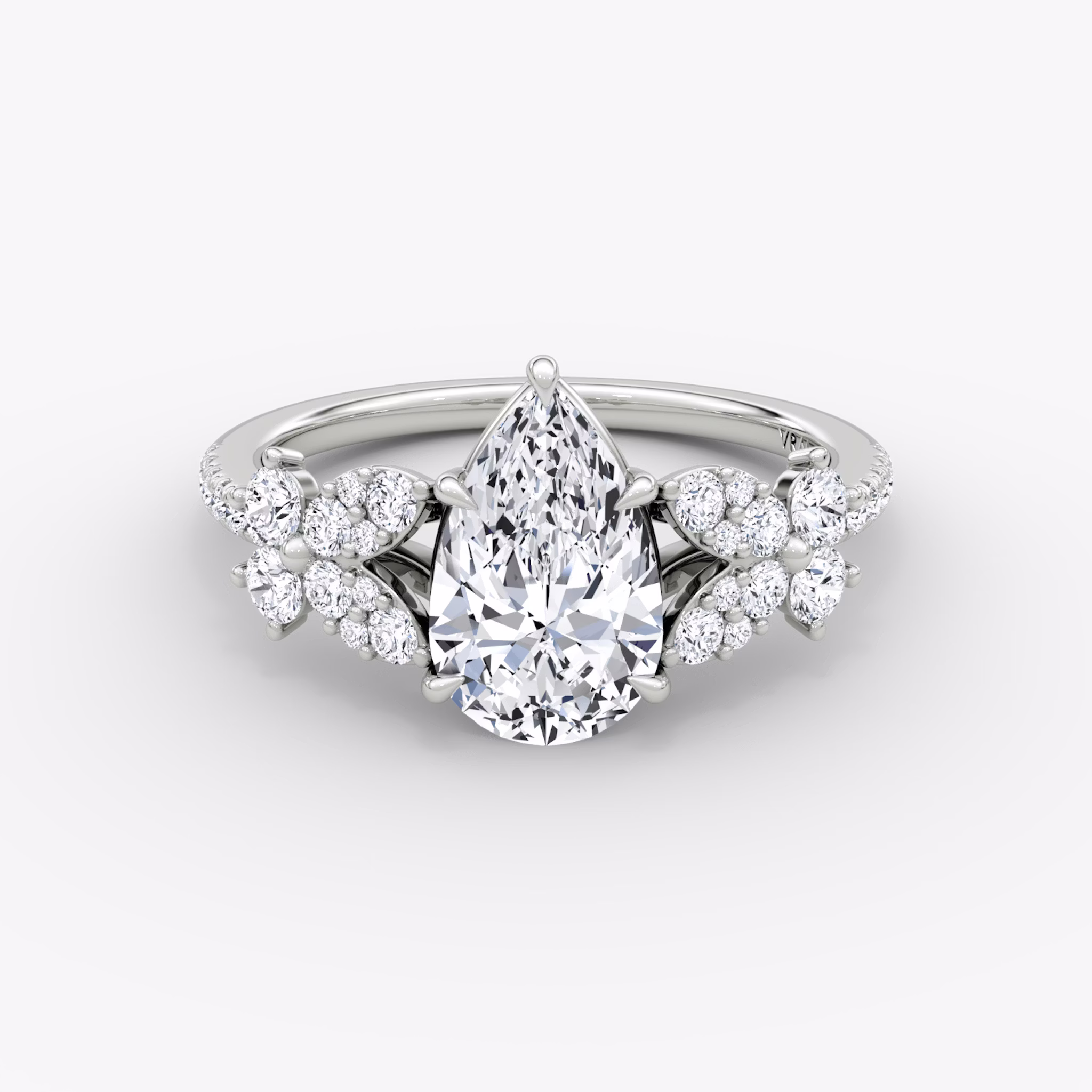 The Signature Floral | Pear | Platinum | bandAccent: Pavé | diamondOrientation: vertical | caratWeight: other