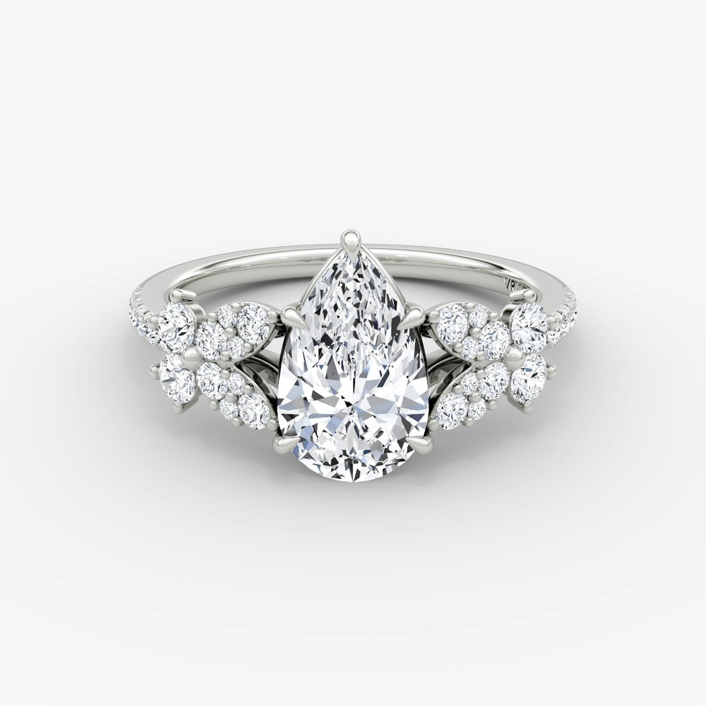 The Signature Floral  | Tropfen | Platin | bandAccent: Mit Pavé-Besatz | diamondOrientation: vertical | caratWeight: other