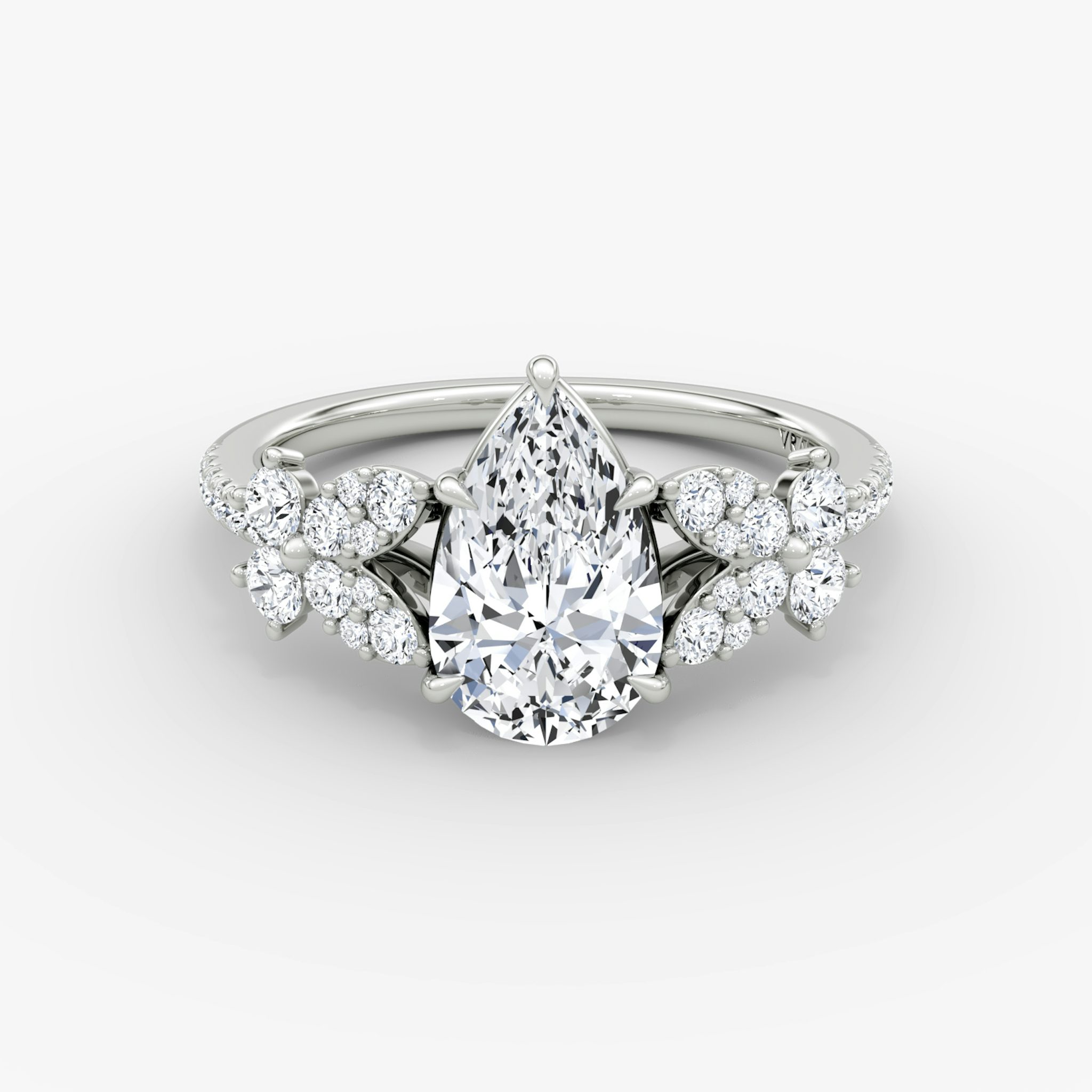 The Signature Floral | Pear | Platinum | bandAccent: Pavé | diamondOrientation: vertical | caratWeight: other