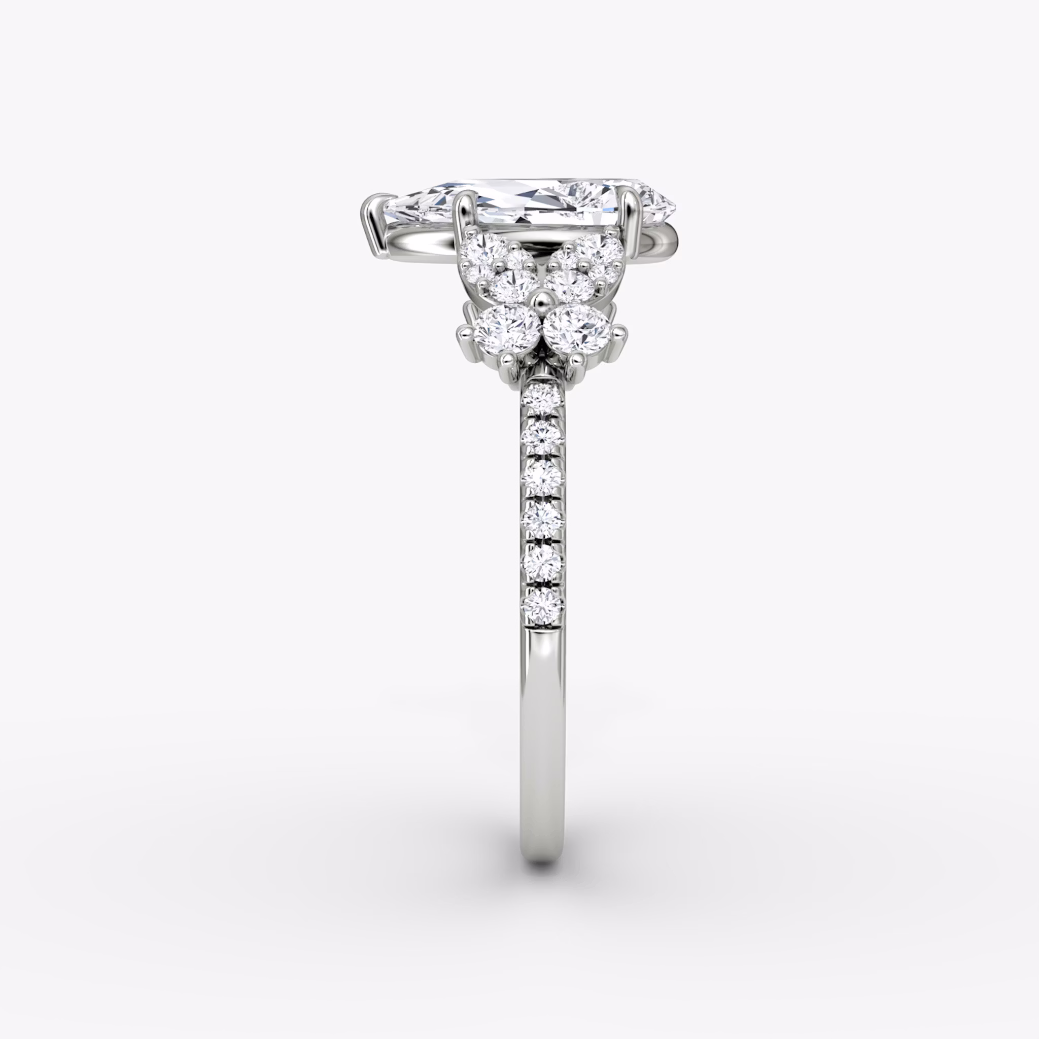 The Signature Floral | Pear | Platinum | bandAccent: Pavé | diamondOrientation: vertical | caratWeight: other