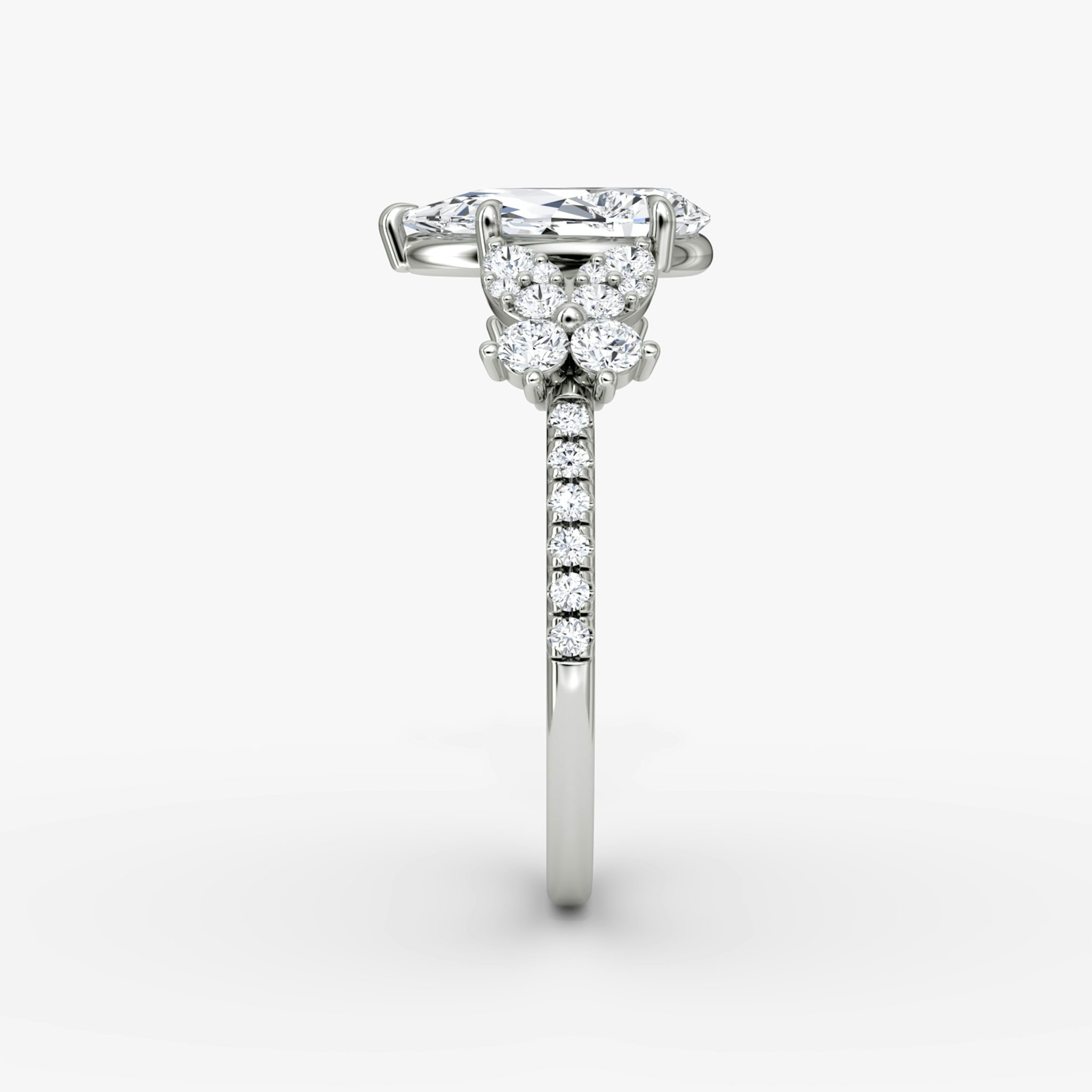 The Signature Floral | Pear | Platinum | bandAccent: Pavé | diamondOrientation: vertical | caratWeight: other