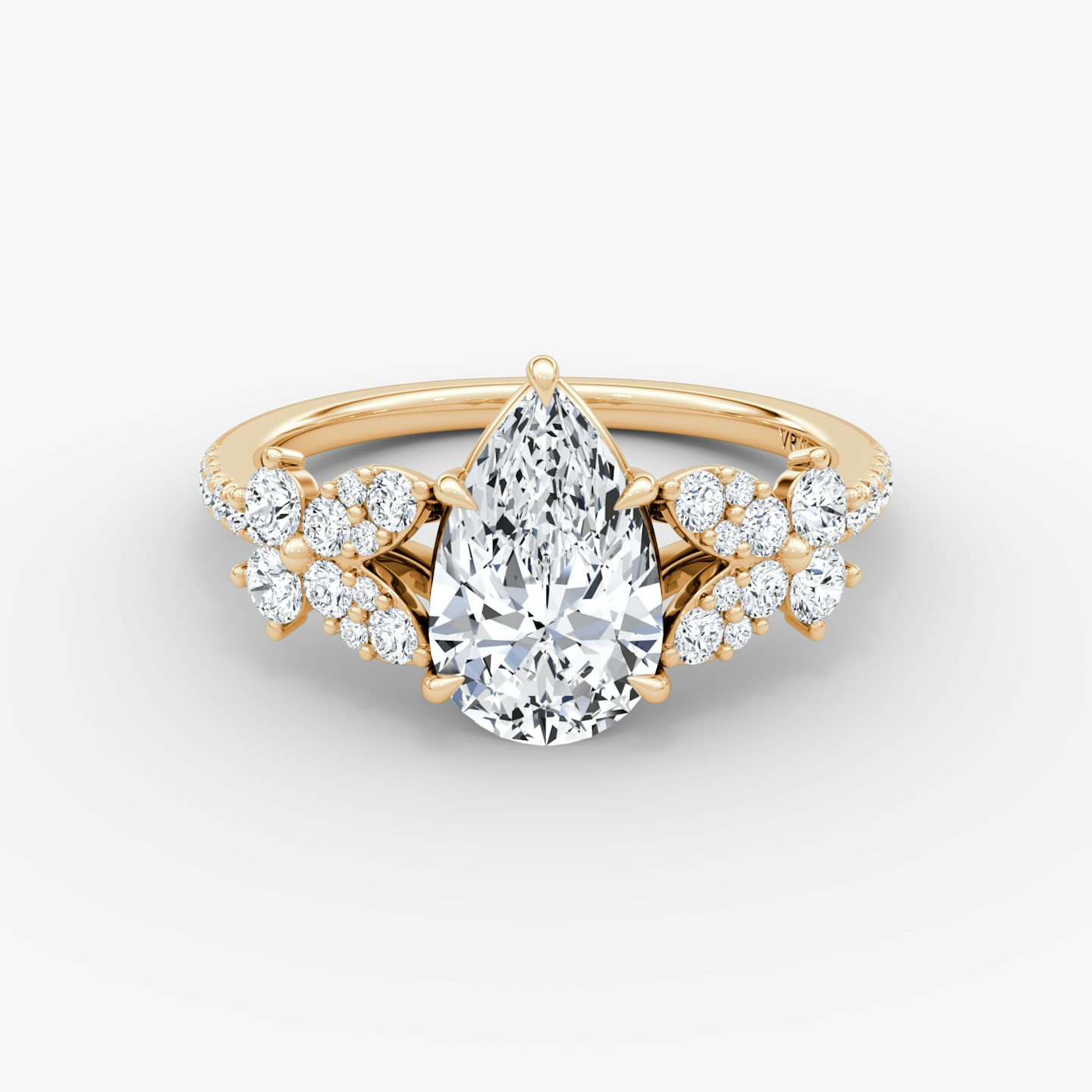 The Signature Floral  | Pear | 14k | Rose Gold | bandAccent: Pavé | diamondOrientation: vertical | caratWeight: other