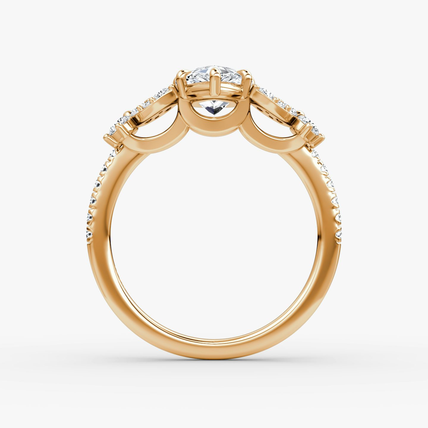The Signature Floral  | Pear | 14k | Rose Gold | bandAccent: Pavé | diamondOrientation: vertical | caratWeight: other