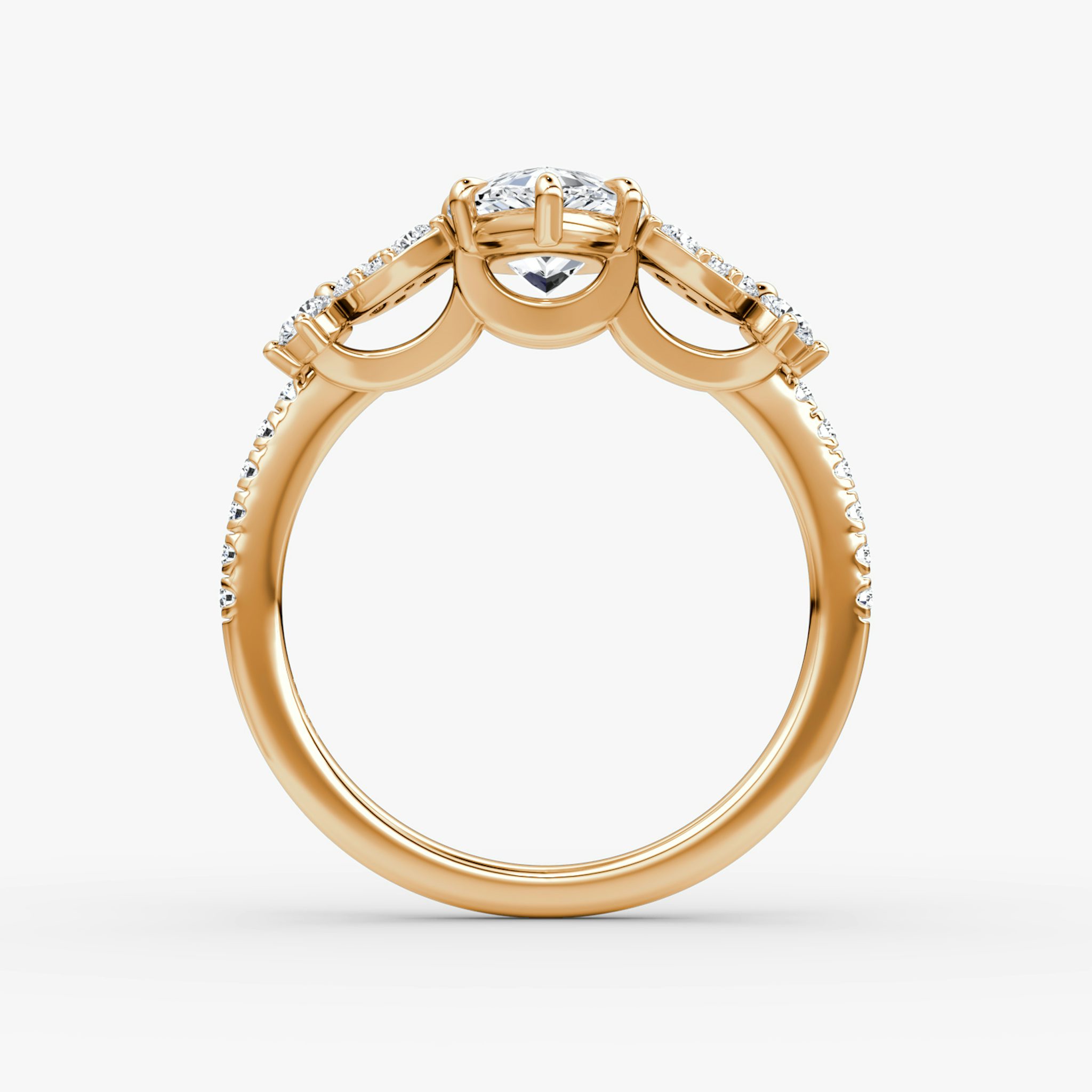 The Signature Floral | Pear | 14k | Rose Gold | bandAccent: Pavé | diamondOrientation: vertical | caratWeight: other