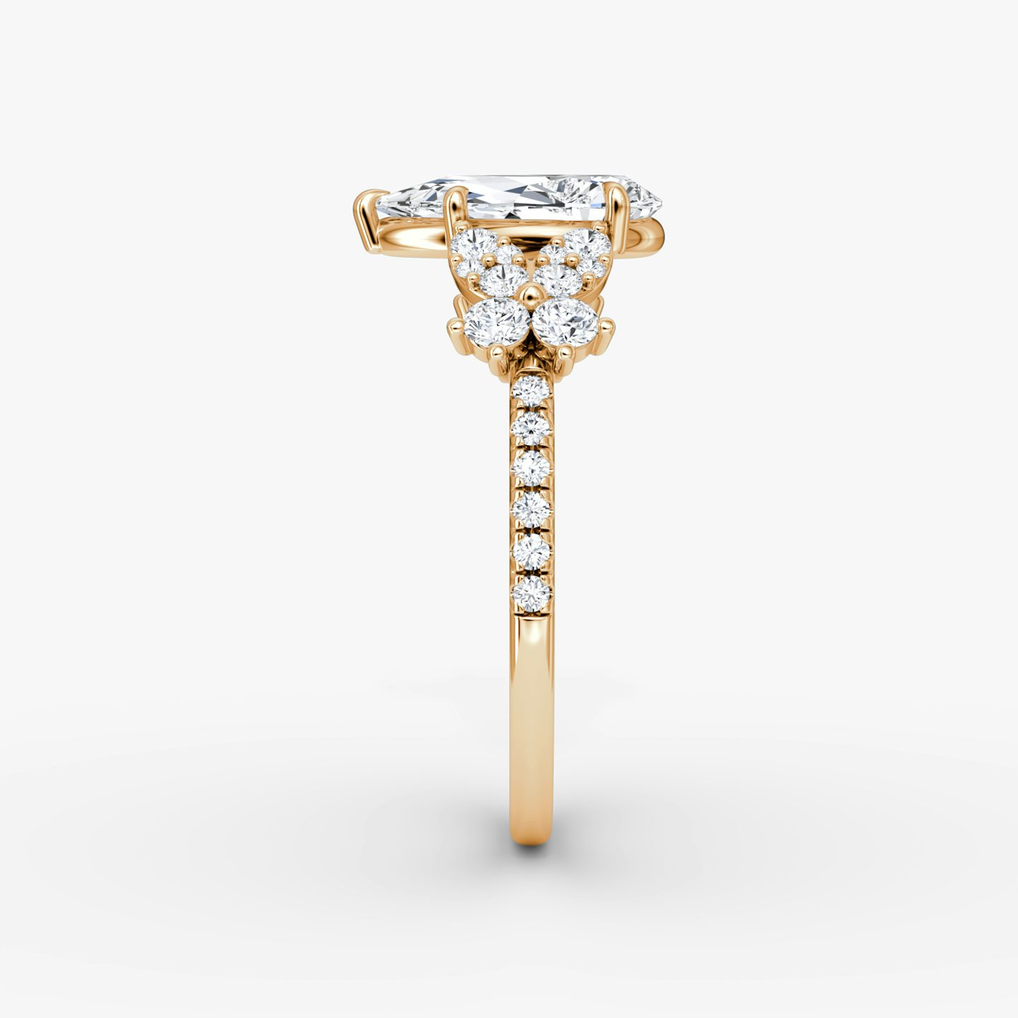 The Signature Floral  | Pear | 14k | Rose Gold | bandAccent: Pavé | diamondOrientation: vertical | caratWeight: other