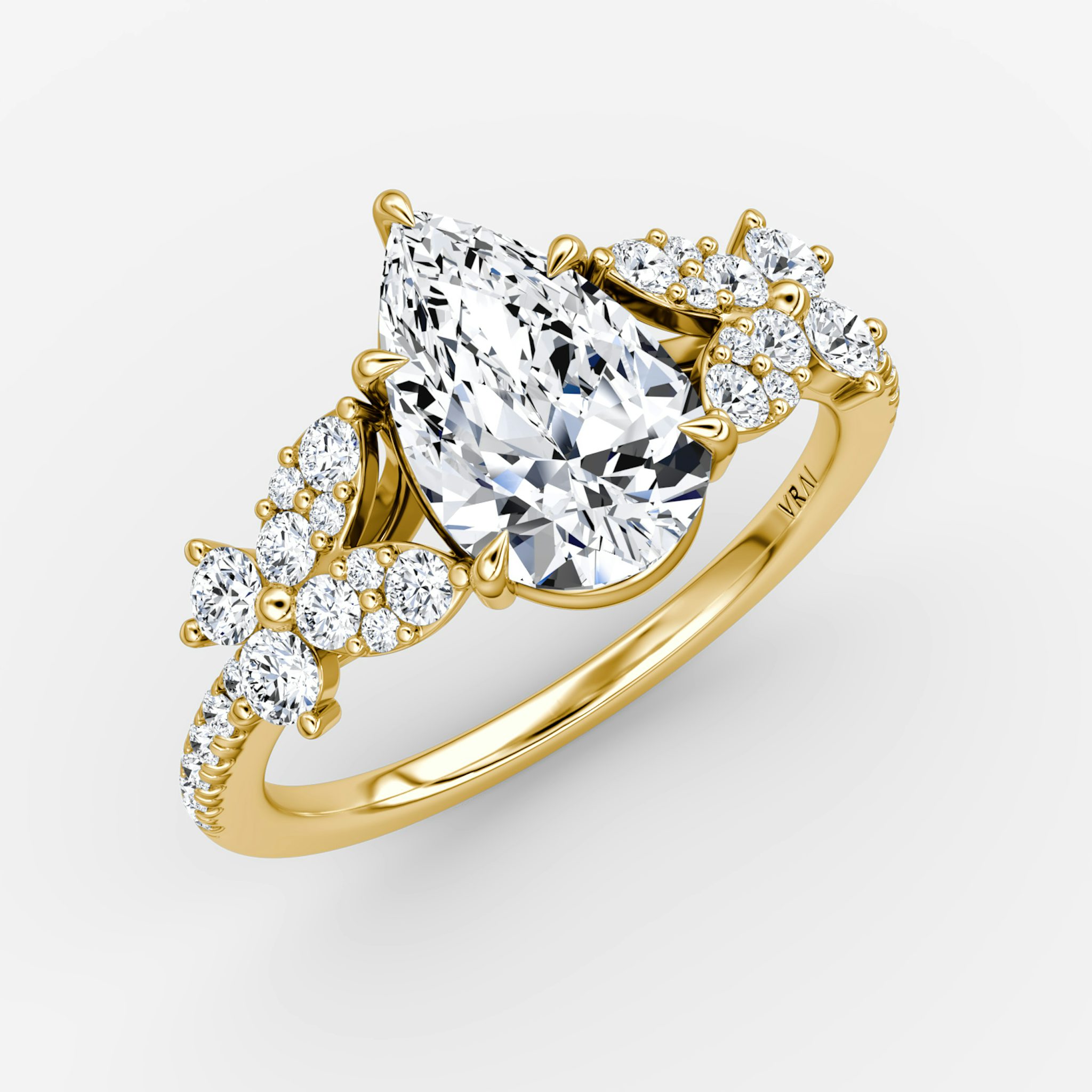 The Signature Floral | Pear | 18k | Yellow Gold | bandAccent: Pavé | diamondOrientation: vertical | caratWeight: other