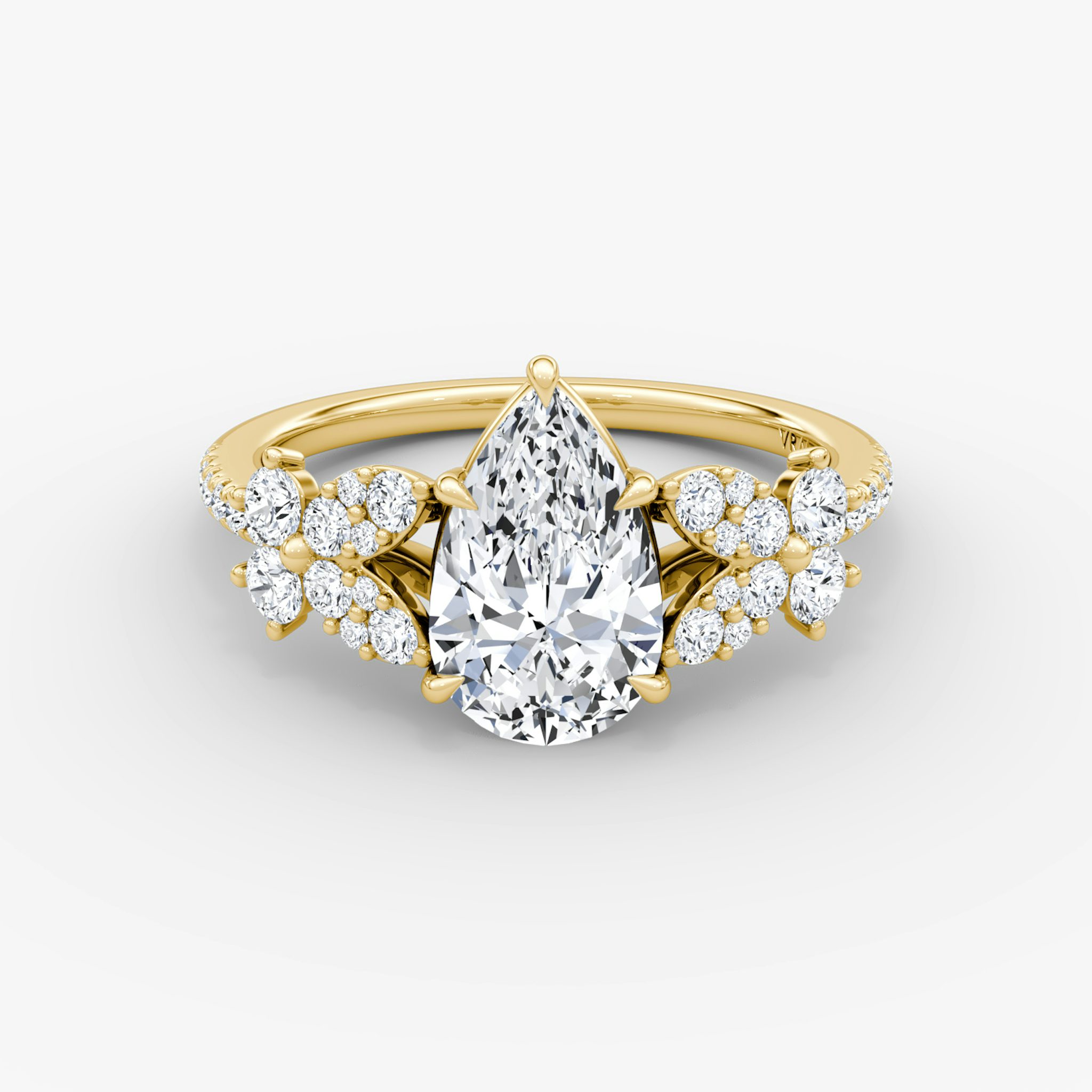 The Signature Floral | Pear | 18k | Yellow Gold | bandAccent: Pavé | diamondOrientation: vertical | caratWeight: other