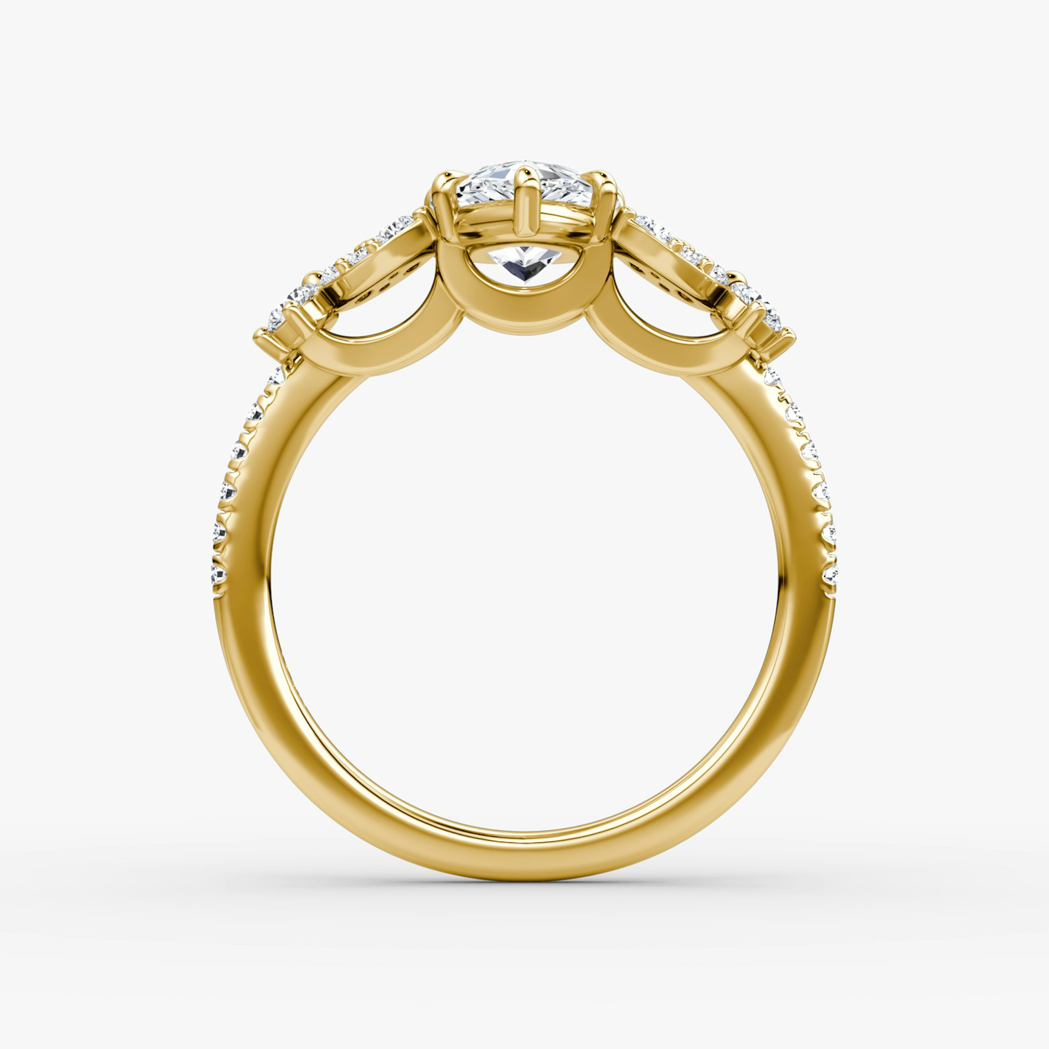 The Signature Floral | Pear | 18k | Yellow Gold | bandAccent: Pavé | diamondOrientation: vertical | caratWeight: other