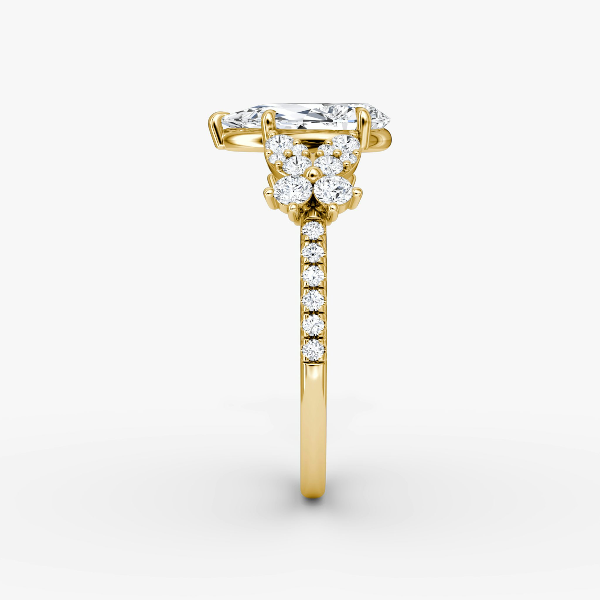 The Signature Floral | Pear | 18k | Yellow Gold | bandAccent: Pavé | diamondOrientation: vertical | caratWeight: other