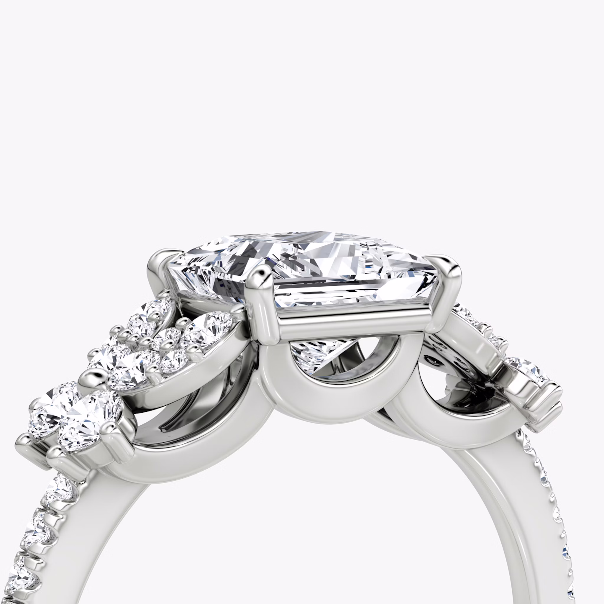 The Signature Floral | Princess | Platinum | bandAccent: Pavé | diamondOrientation: vertical | caratWeight: other
