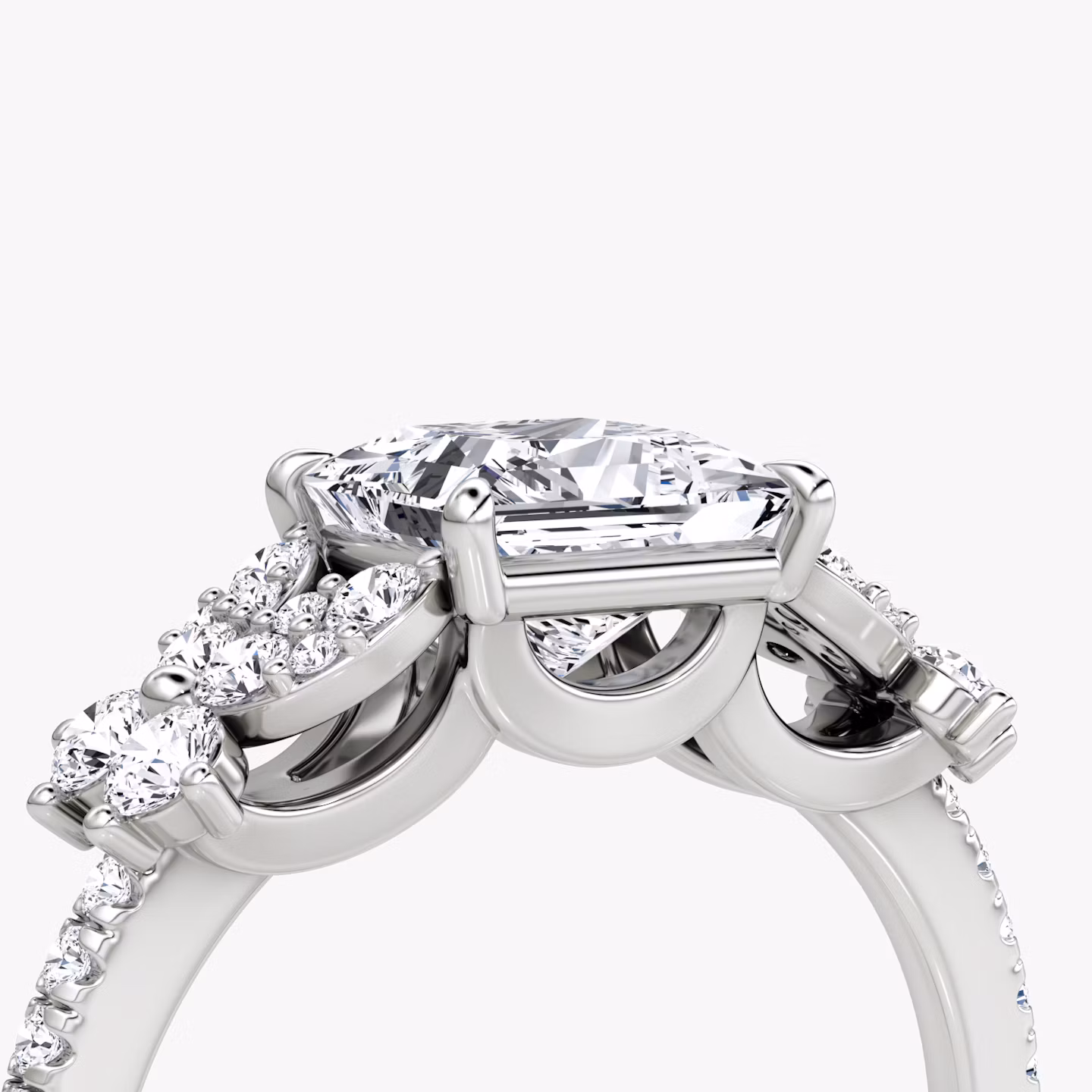 The Signature Floral  | Princess | 18k | White Gold | bandAccent: Pavé | diamondOrientation: vertical | caratWeight: other