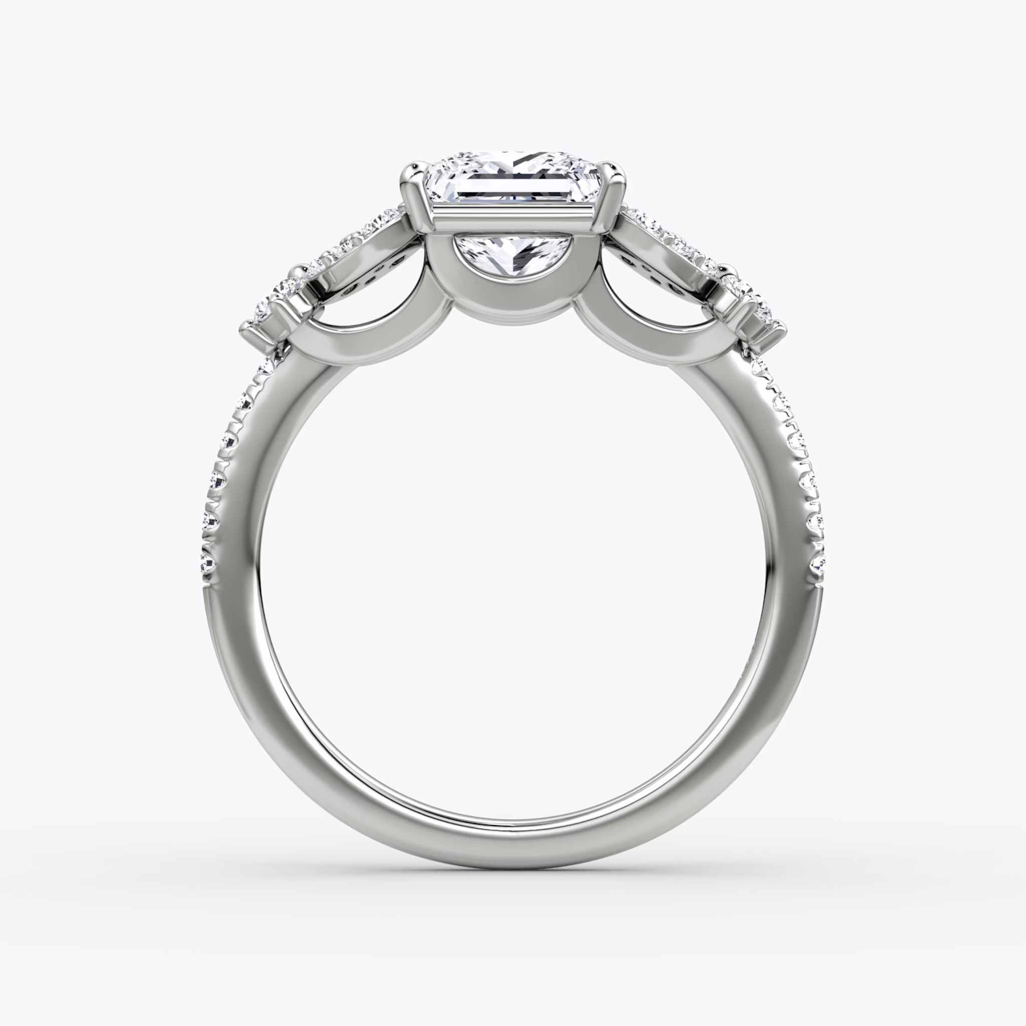 The Signature Floral | Princess | Platinum | bandAccent: Pavé | diamondOrientation: vertical | caratWeight: other