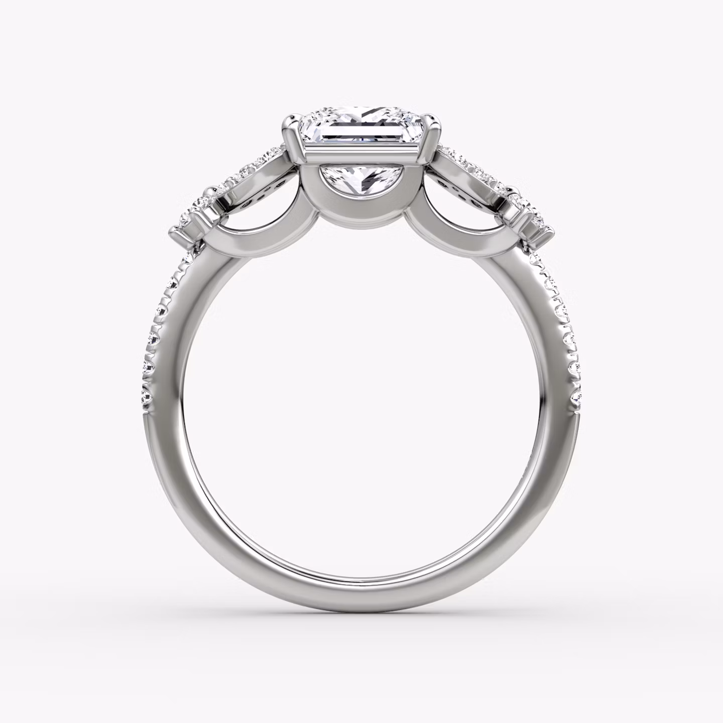 The Signature Floral  | Princess | 18k | White Gold | bandAccent: Pavé | diamondOrientation: vertical | caratWeight: other