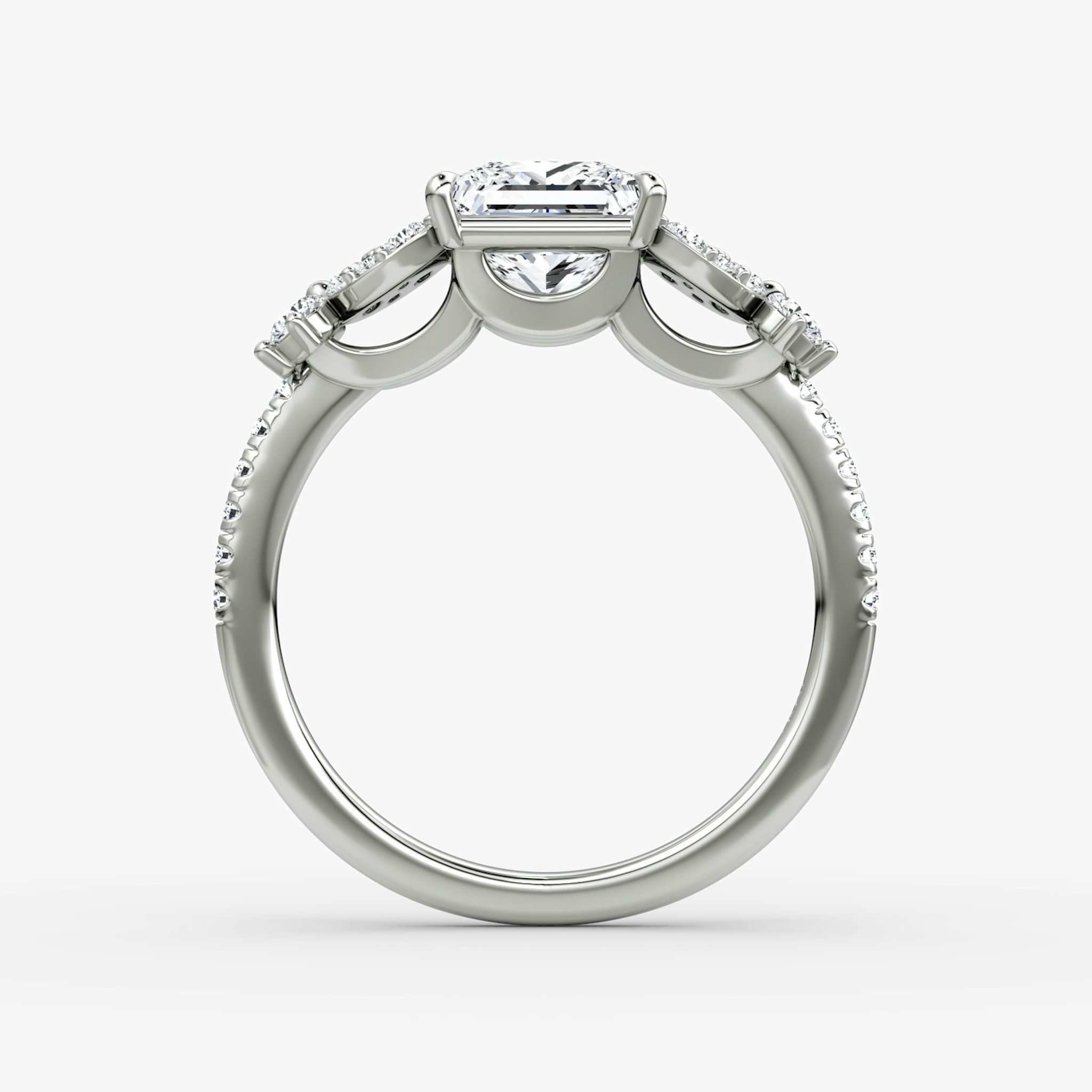 The Signature Floral | Princess | Platinum | bandAccent: Pavé | diamondOrientation: vertical | caratWeight: other