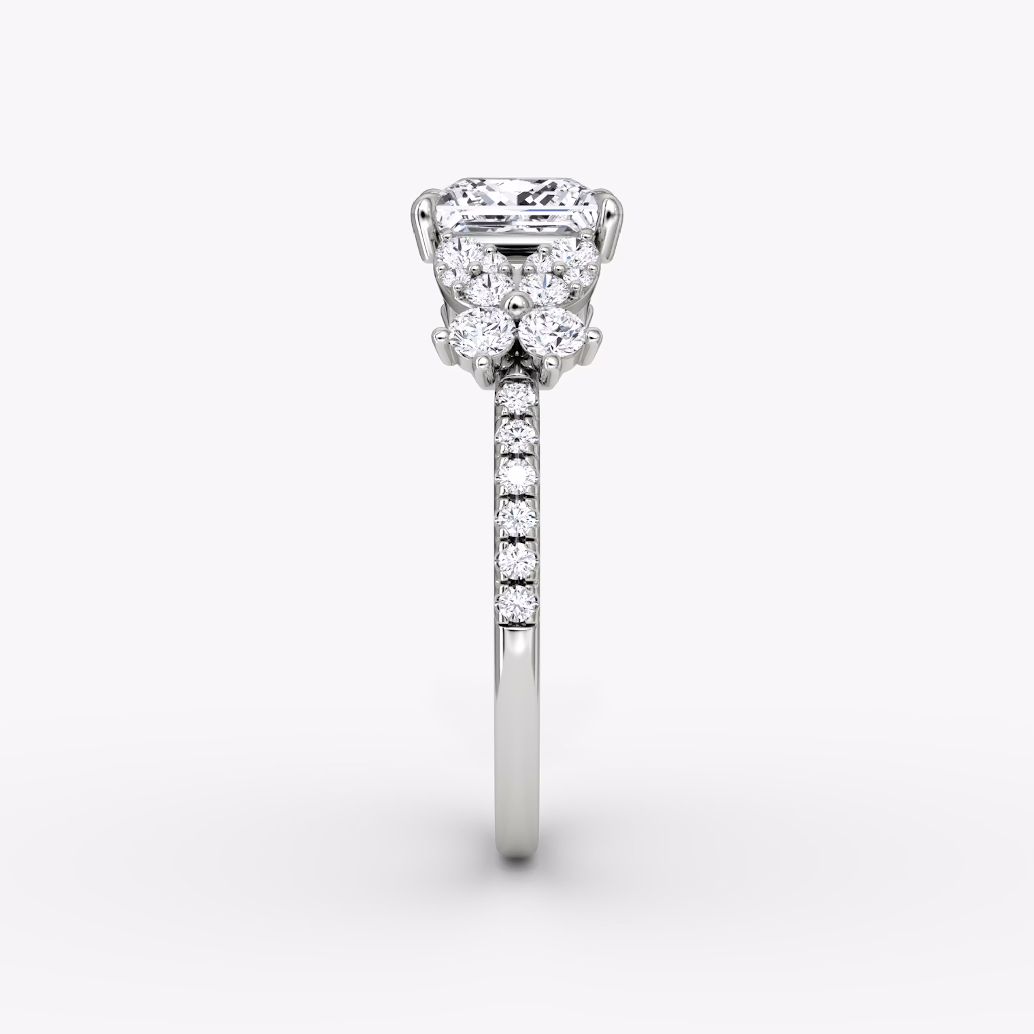 The Signature Floral | Princess | Platinum | bandAccent: Pavé | diamondOrientation: vertical | caratWeight: other