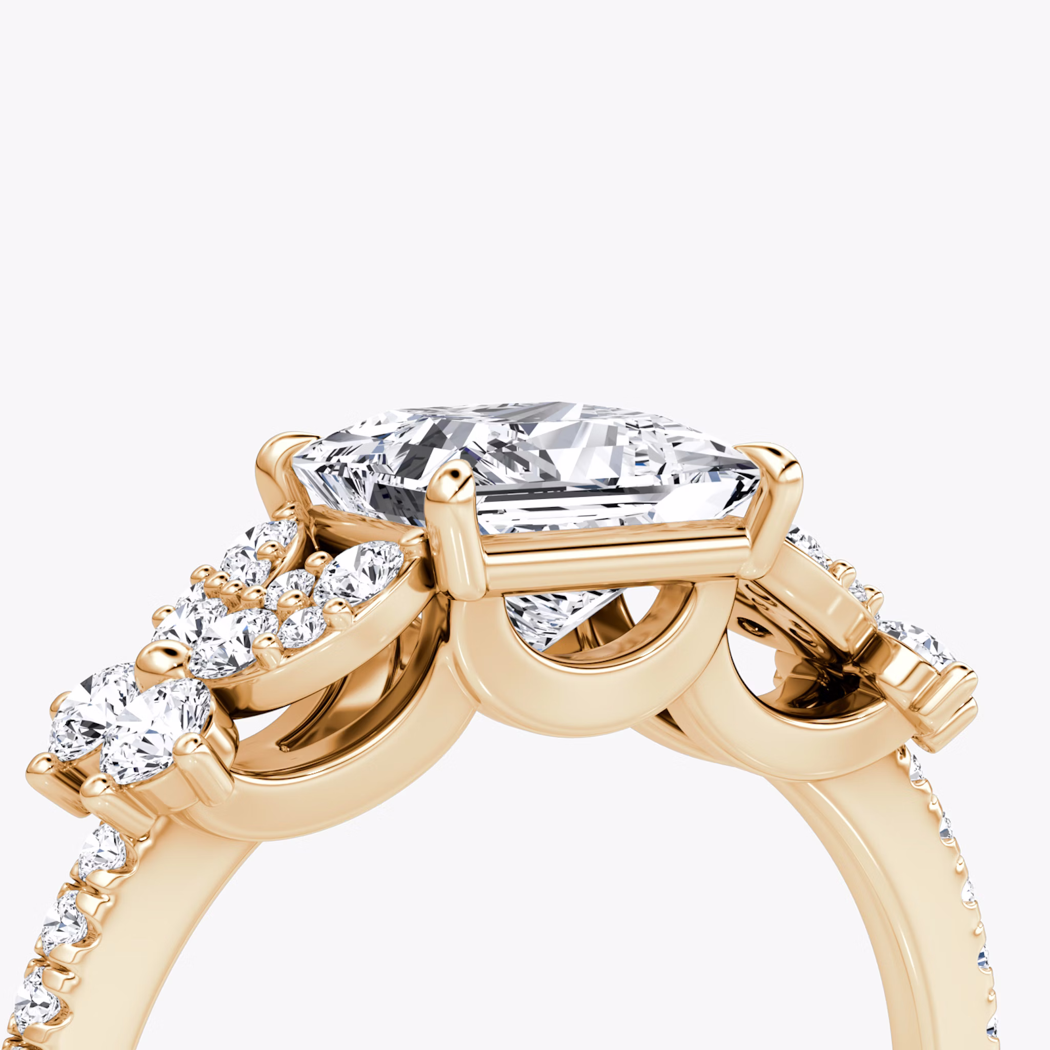 The Signature Floral | Princess | 14k | Rose Gold | bandAccent: Pavé | diamondOrientation: vertical | caratWeight: other