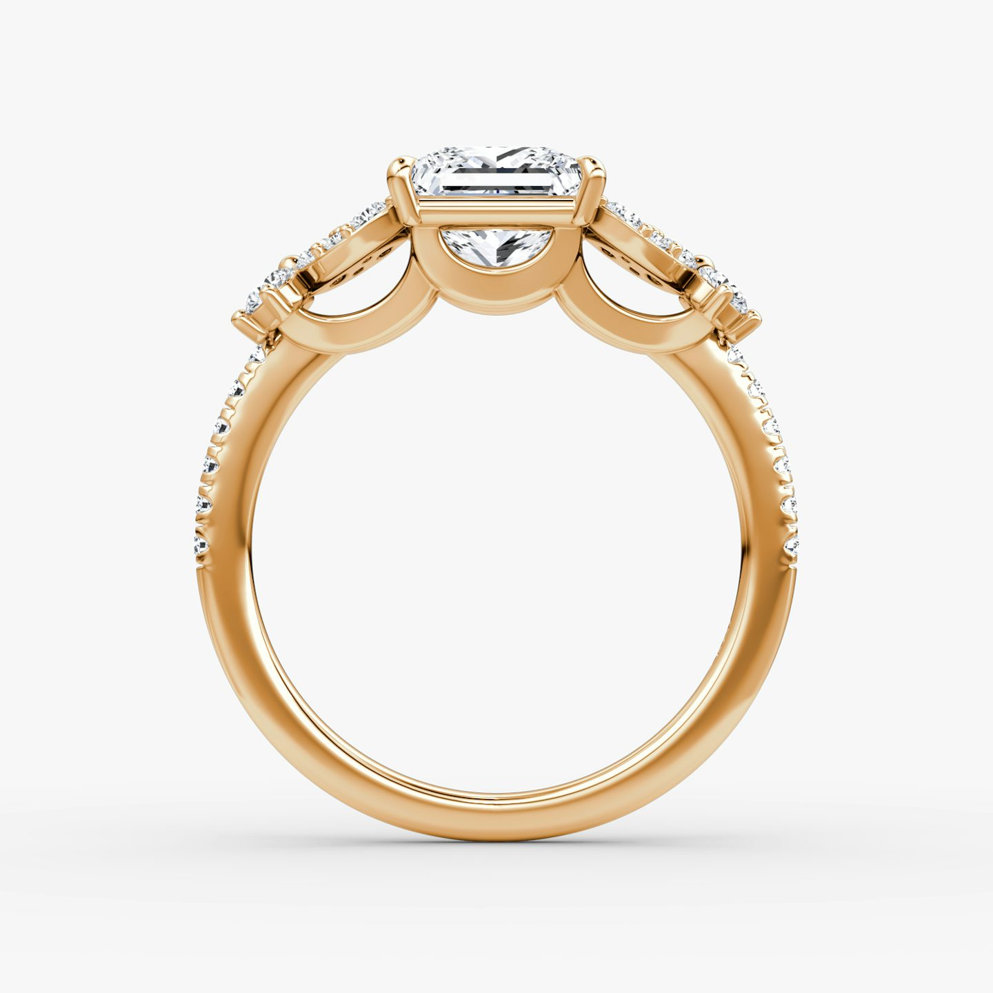 The Signature Floral  | Princess | 14k | Rose Gold | bandAccent: Pavé | diamondOrientation: vertical | caratWeight: other