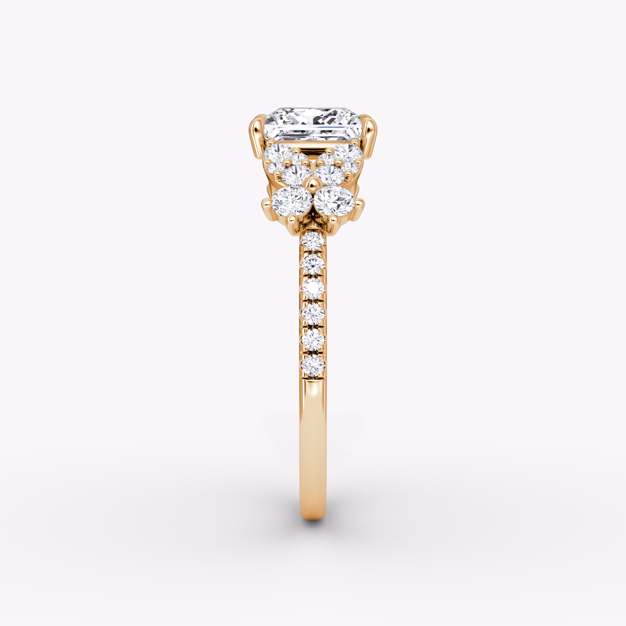 The Signature Floral | Princess | 14k | Rose Gold | bandAccent: Pavé | diamondOrientation: vertical | caratWeight: other