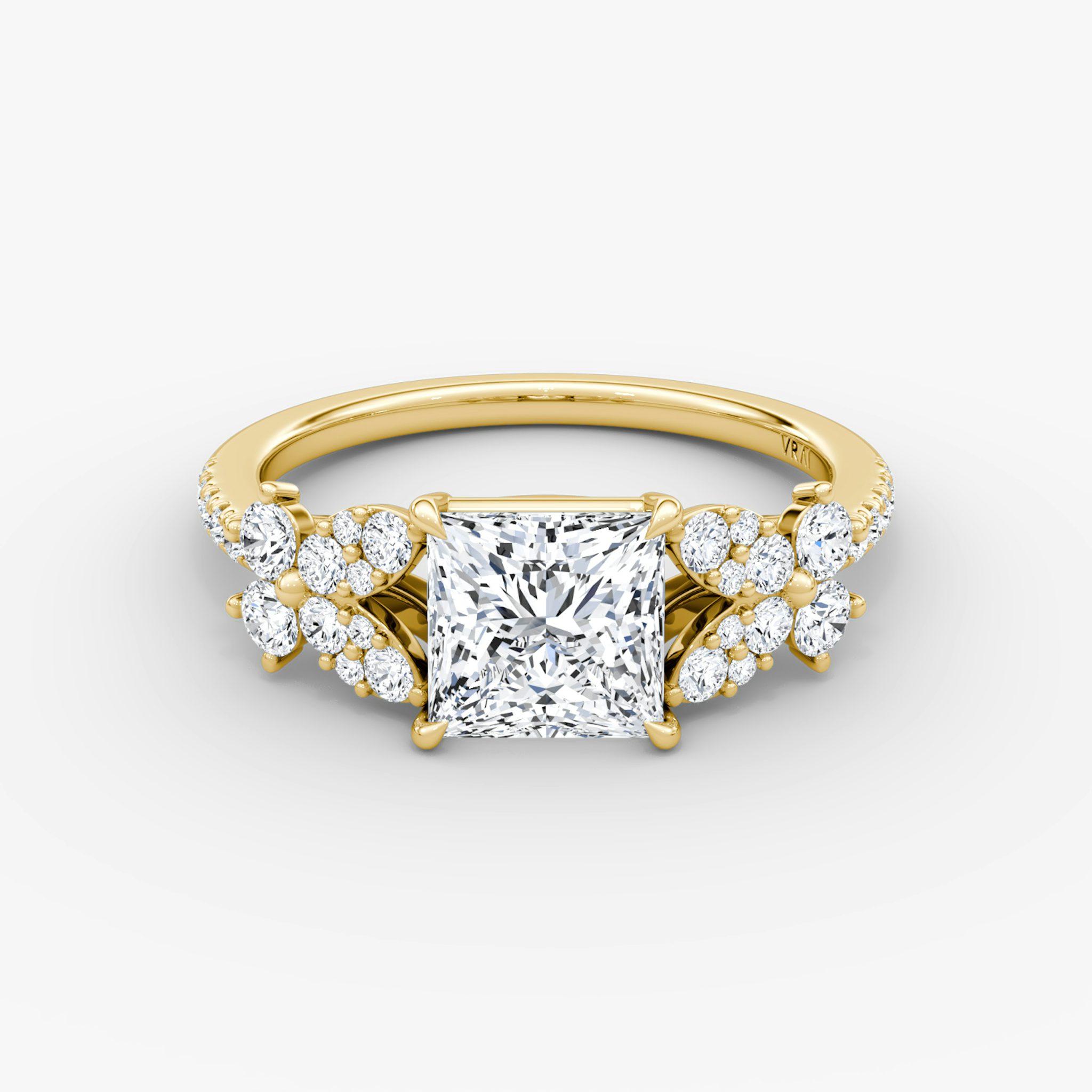 The Signature Floral | Princess | 18k | Yellow Gold | bandAccent: Pavé | diamondOrientation: vertical | caratWeight: other