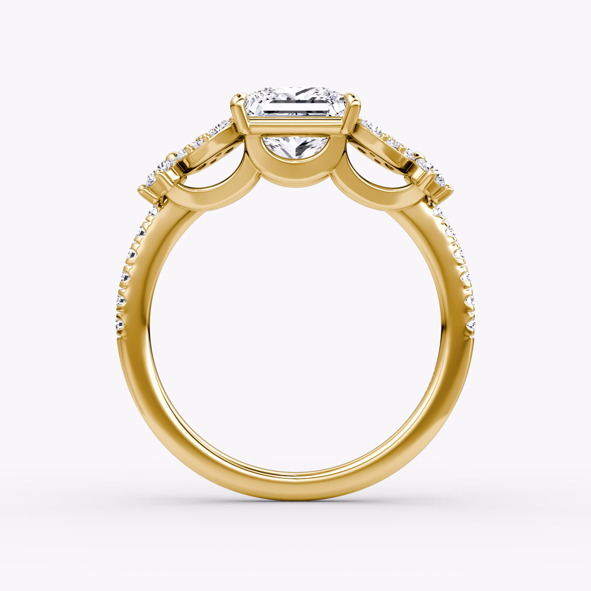 The Signature Floral | Princess | 18k | Yellow Gold | bandAccent: Pavé | diamondOrientation: vertical | caratWeight: other