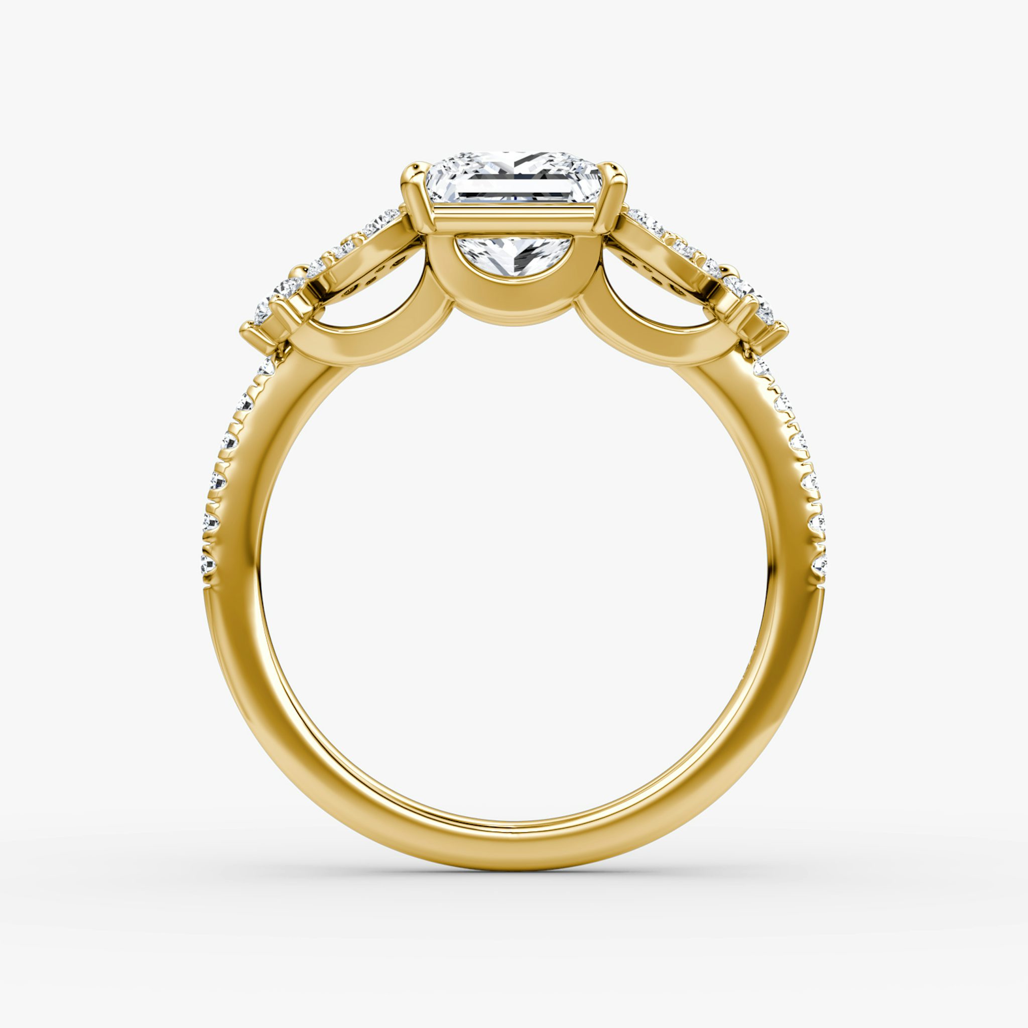 The Signature Floral | Princess | 18k | Yellow Gold | bandAccent: Pavé | diamondOrientation: vertical | caratWeight: other