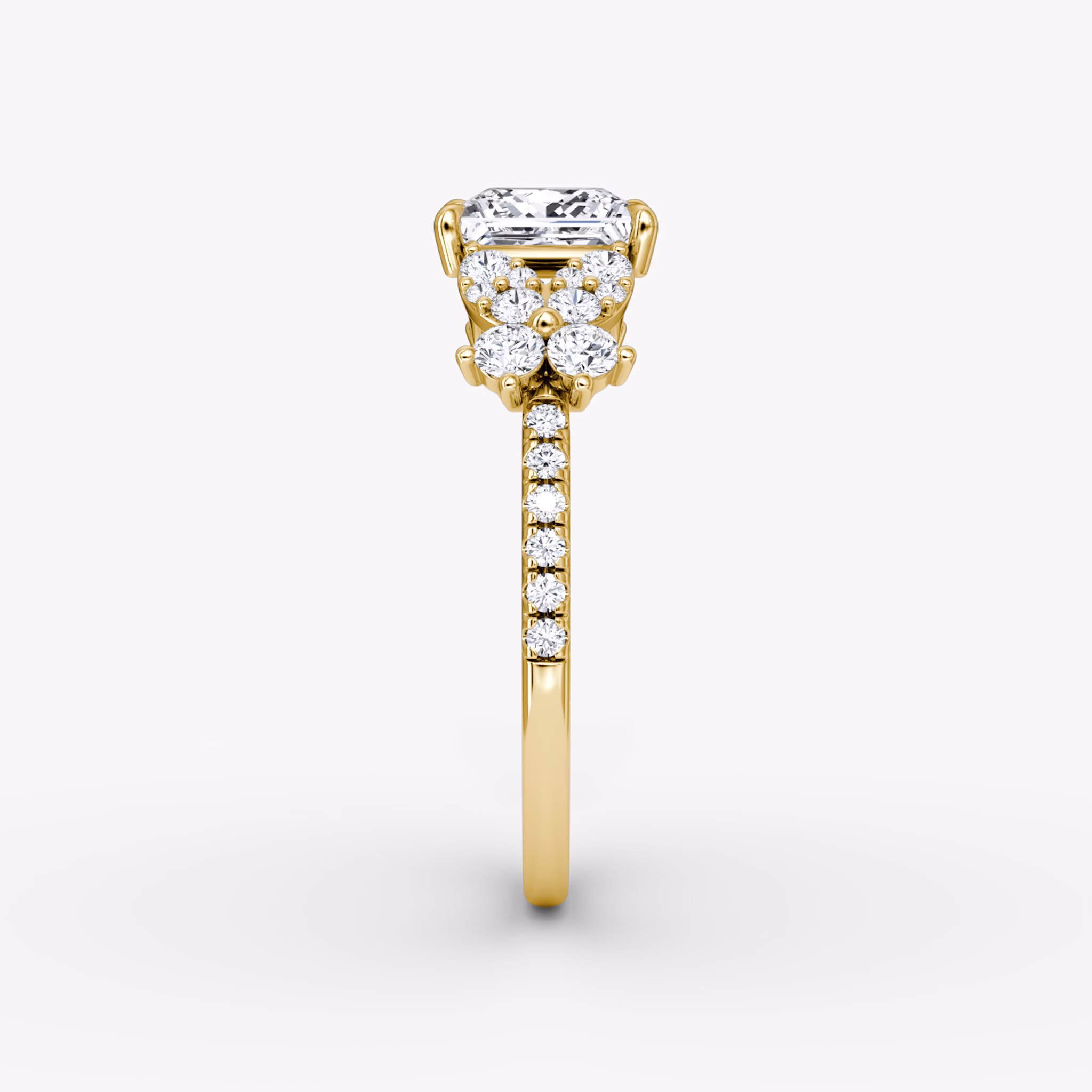 The Signature Floral | Princess | 18k | Yellow Gold | bandAccent: Pavé | diamondOrientation: vertical | caratWeight: other