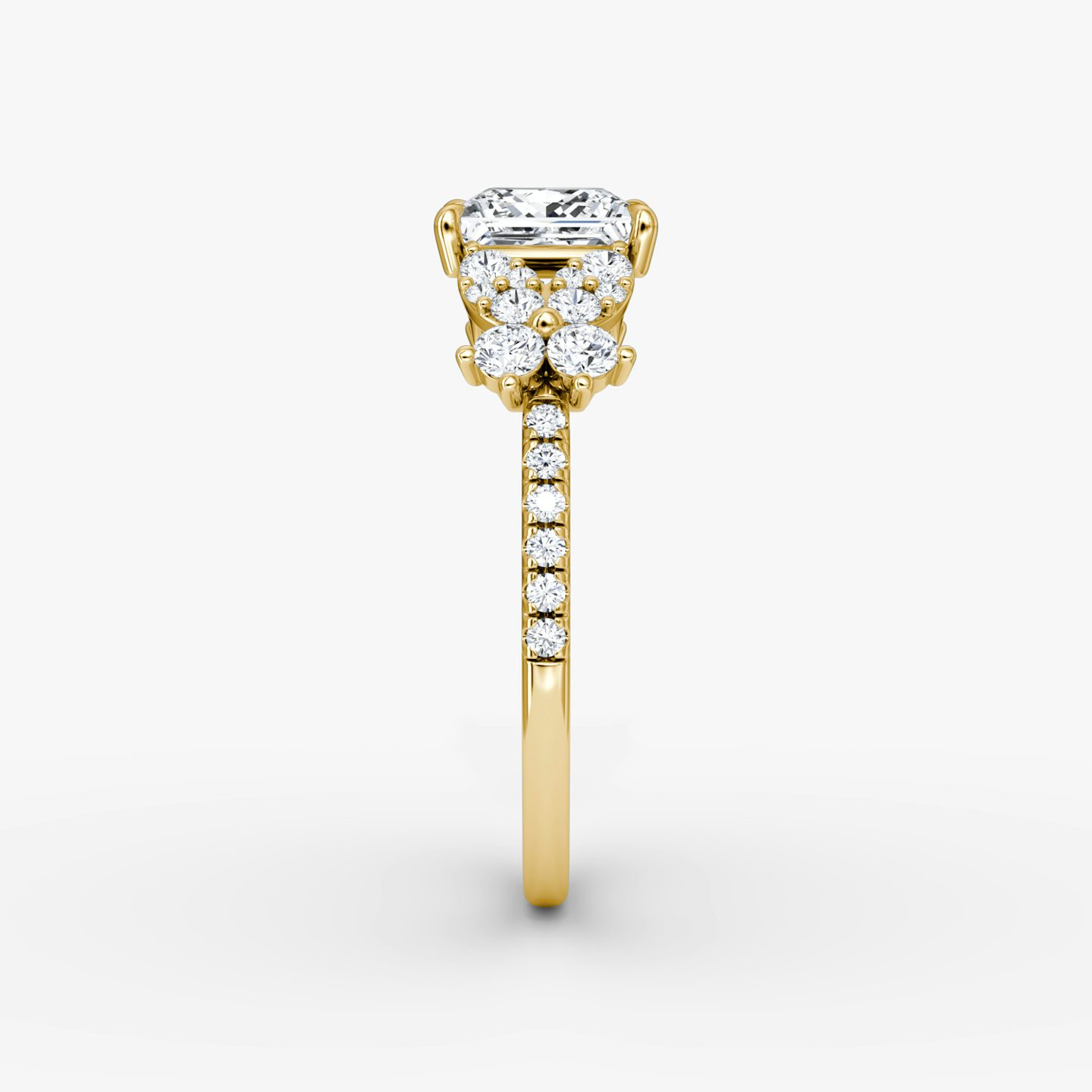 The Signature Floral  | Princess | 18k | Yellow Gold | bandAccent: Pavé | diamondOrientation: vertical | caratWeight: other