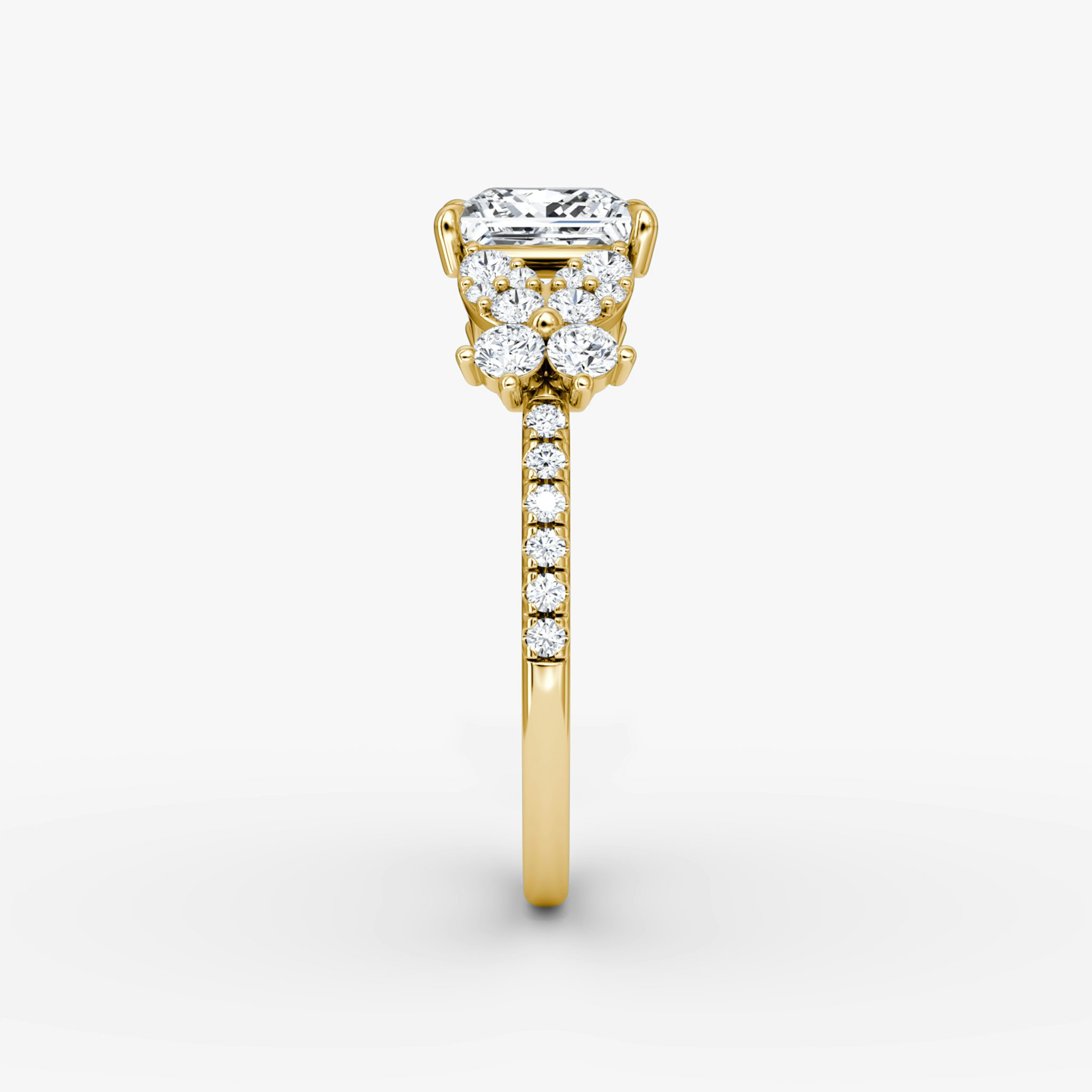 The Signature Floral | Princess | 18k | Yellow Gold | bandAccent: Pavé | diamondOrientation: vertical | caratWeight: other
