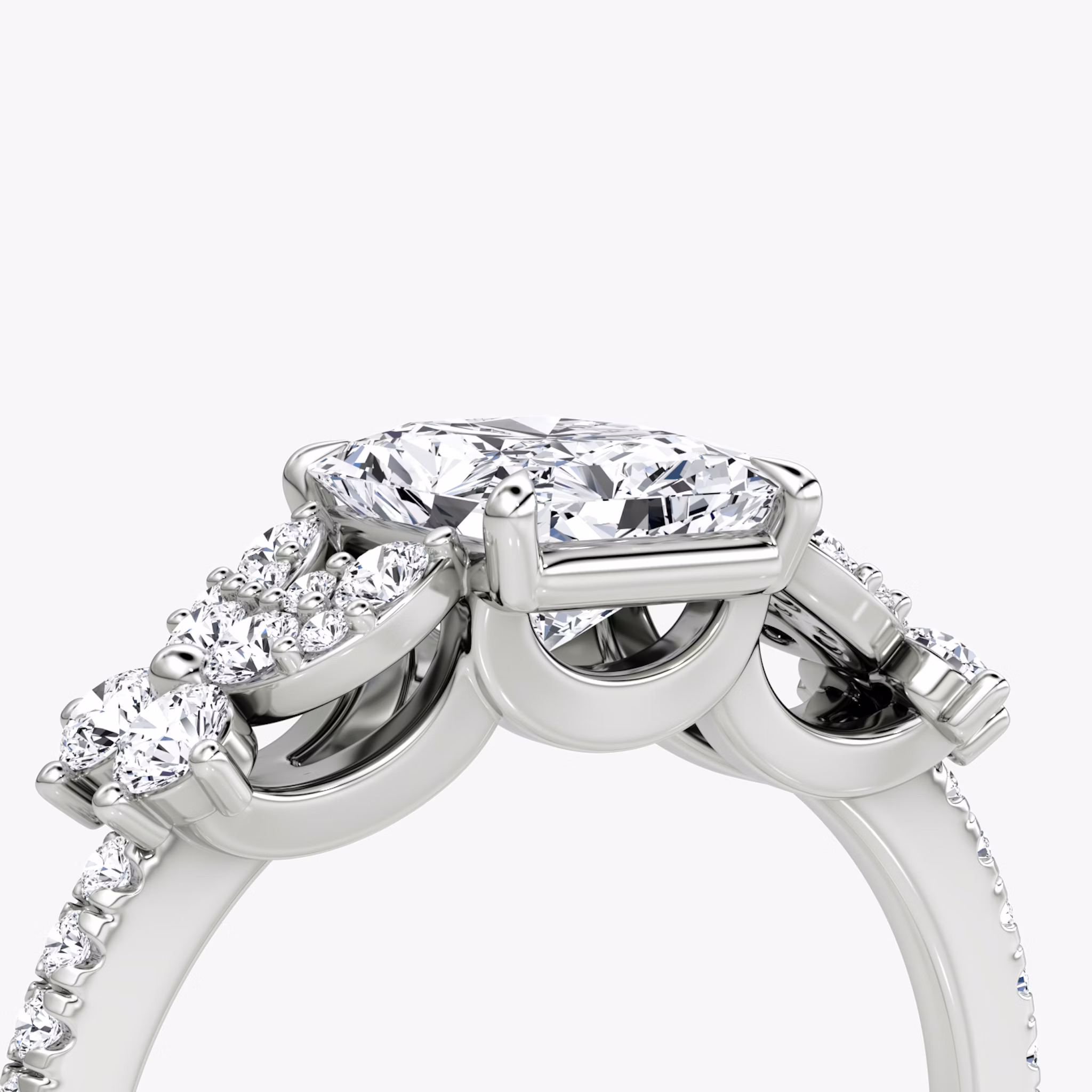 The Signature Floral | Radiant | Platinum | bandAccent: Pavé | diamondOrientation: vertical | caratWeight: other