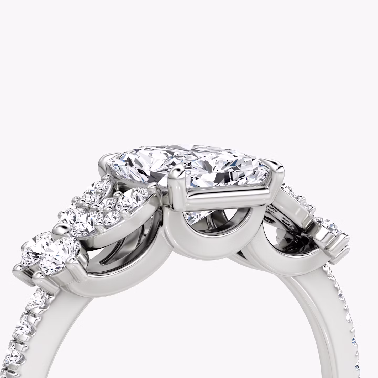 The Signature Floral  | Radiant | 18k | White Gold | bandAccent: Pavé | diamondOrientation: vertical | caratWeight: other