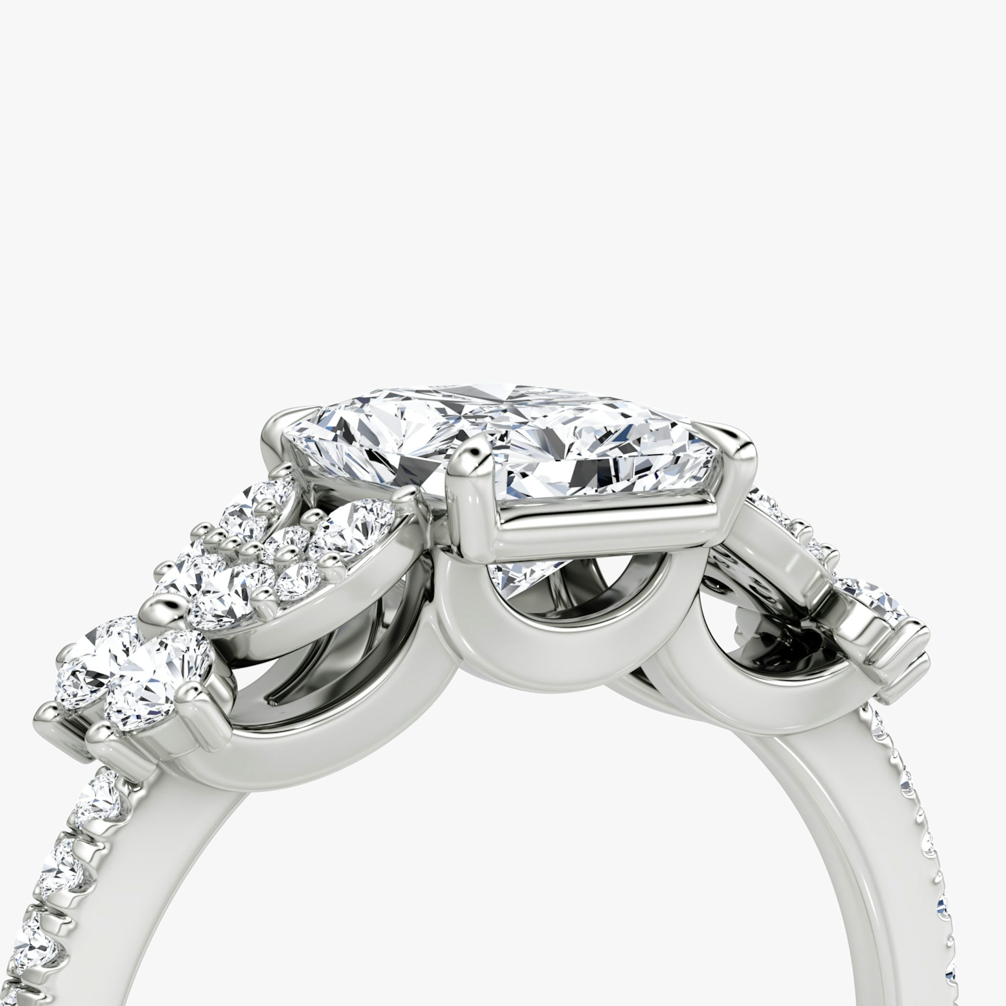 The Signature Floral | Radiant | Platinum | bandAccent: Pavé | diamondOrientation: vertical | caratWeight: other