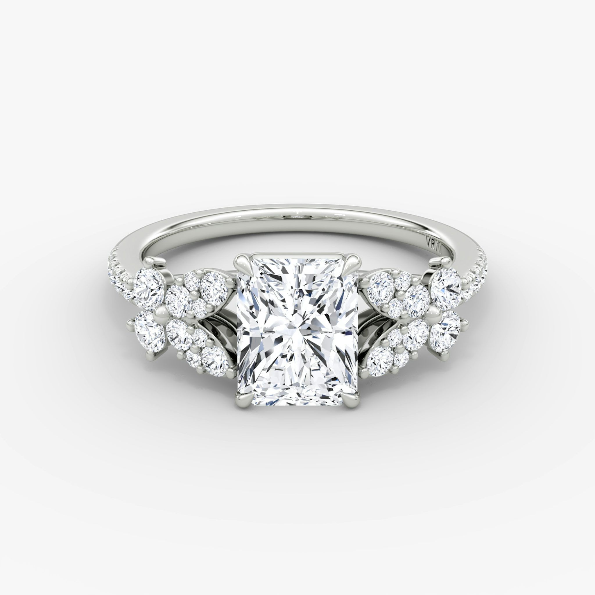 The Signature Floral | Radiant | Platinum | bandAccent: Pavé | diamondOrientation: vertical | caratWeight: other