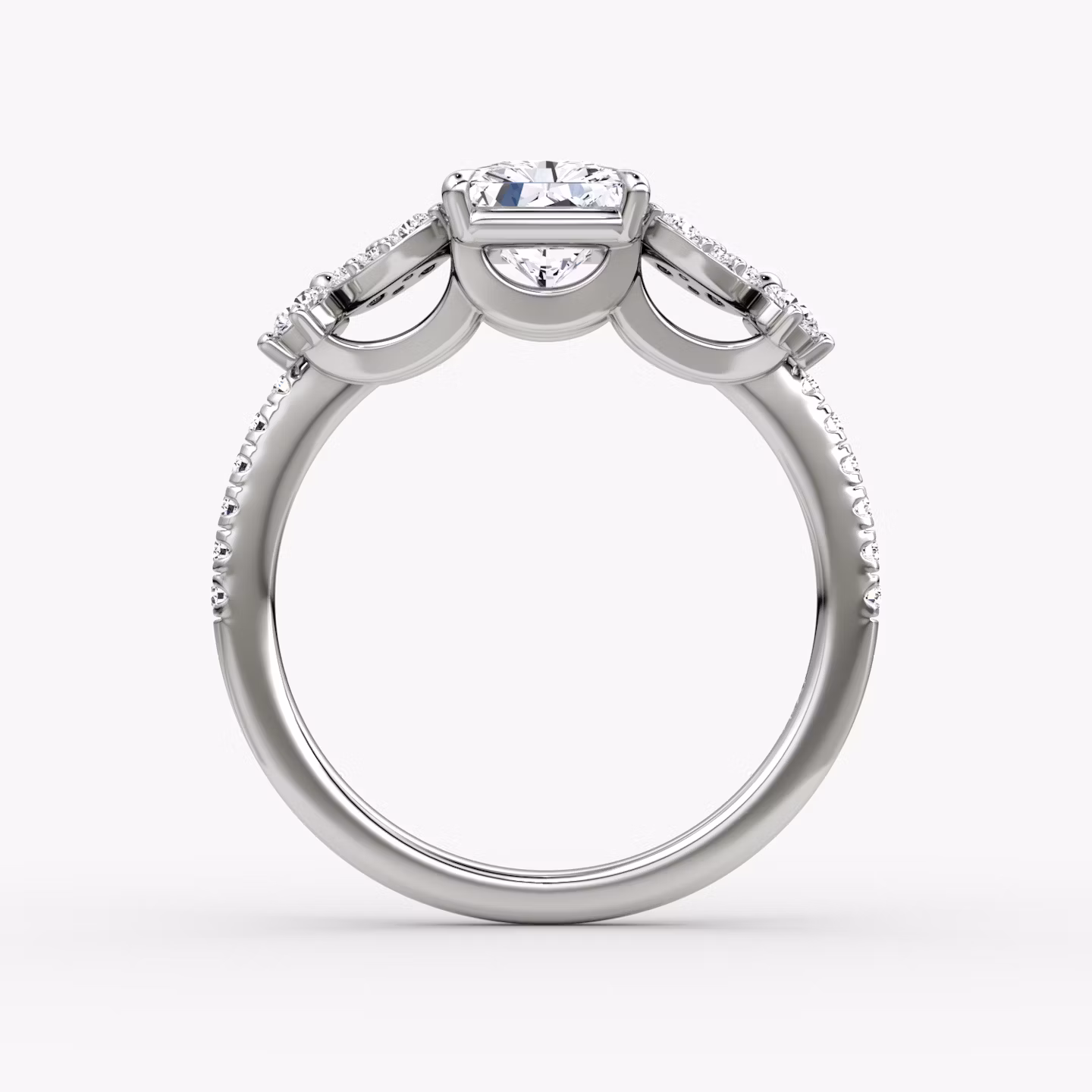 The Signature Floral  | Radiant | 18k | White Gold | bandAccent: Pavé | diamondOrientation: vertical | caratWeight: other