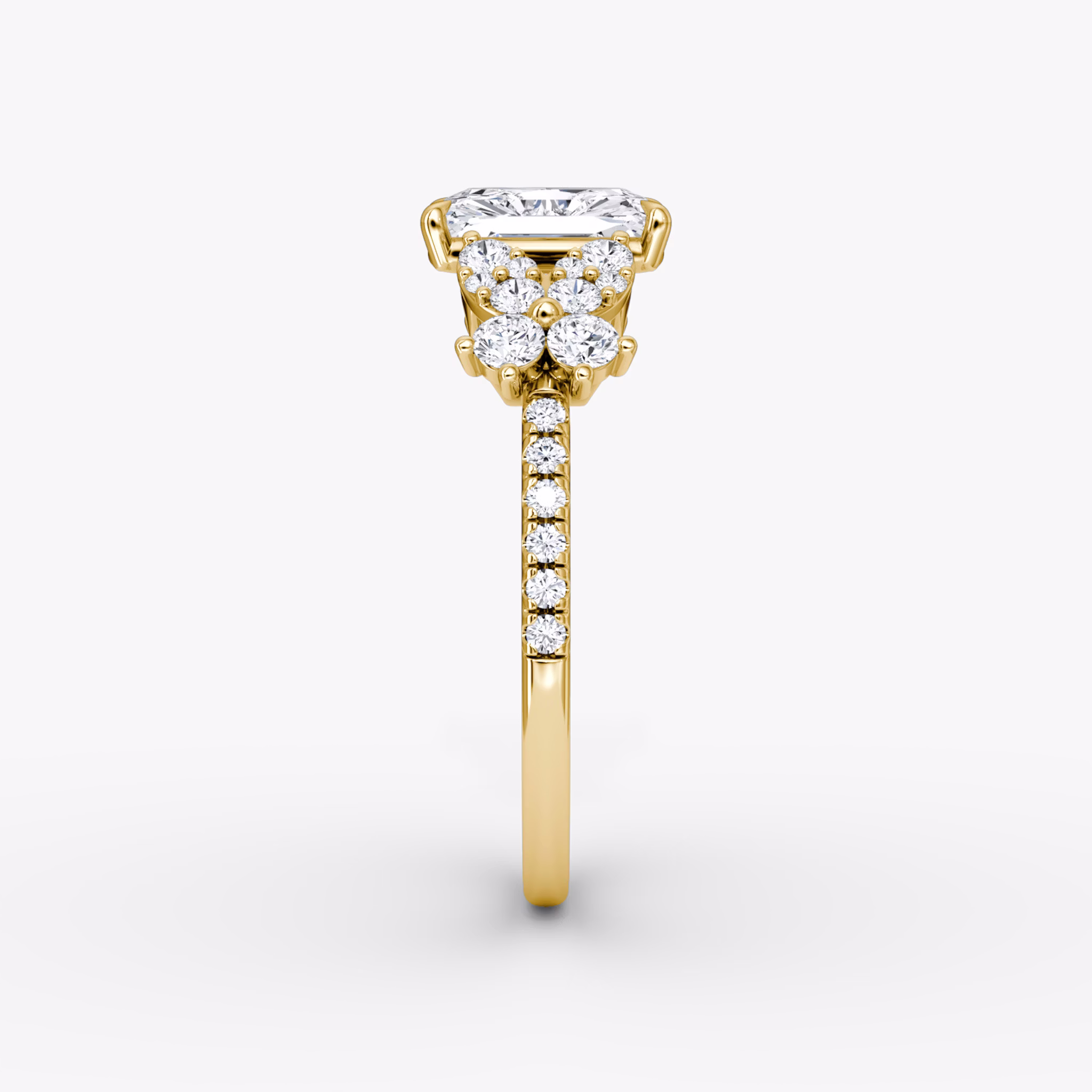 The Signature Floral | Radiant | 18k | Yellow Gold | bandAccent: Pavé | diamondOrientation: vertical | caratWeight: other