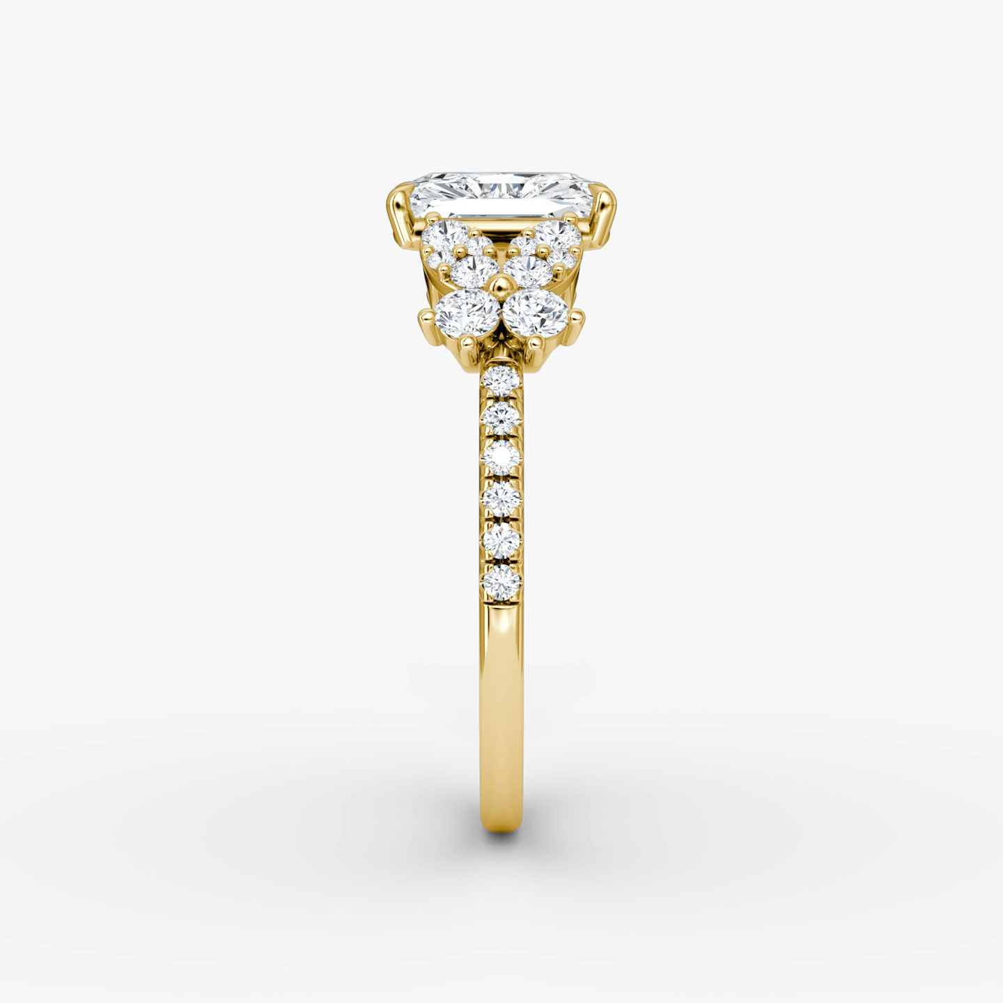 The Signature Floral  | Radiant | 18k | Gelbgold | bandAccent: Mit Pavé-Besatz | diamondOrientation: vertical | caratWeight: other