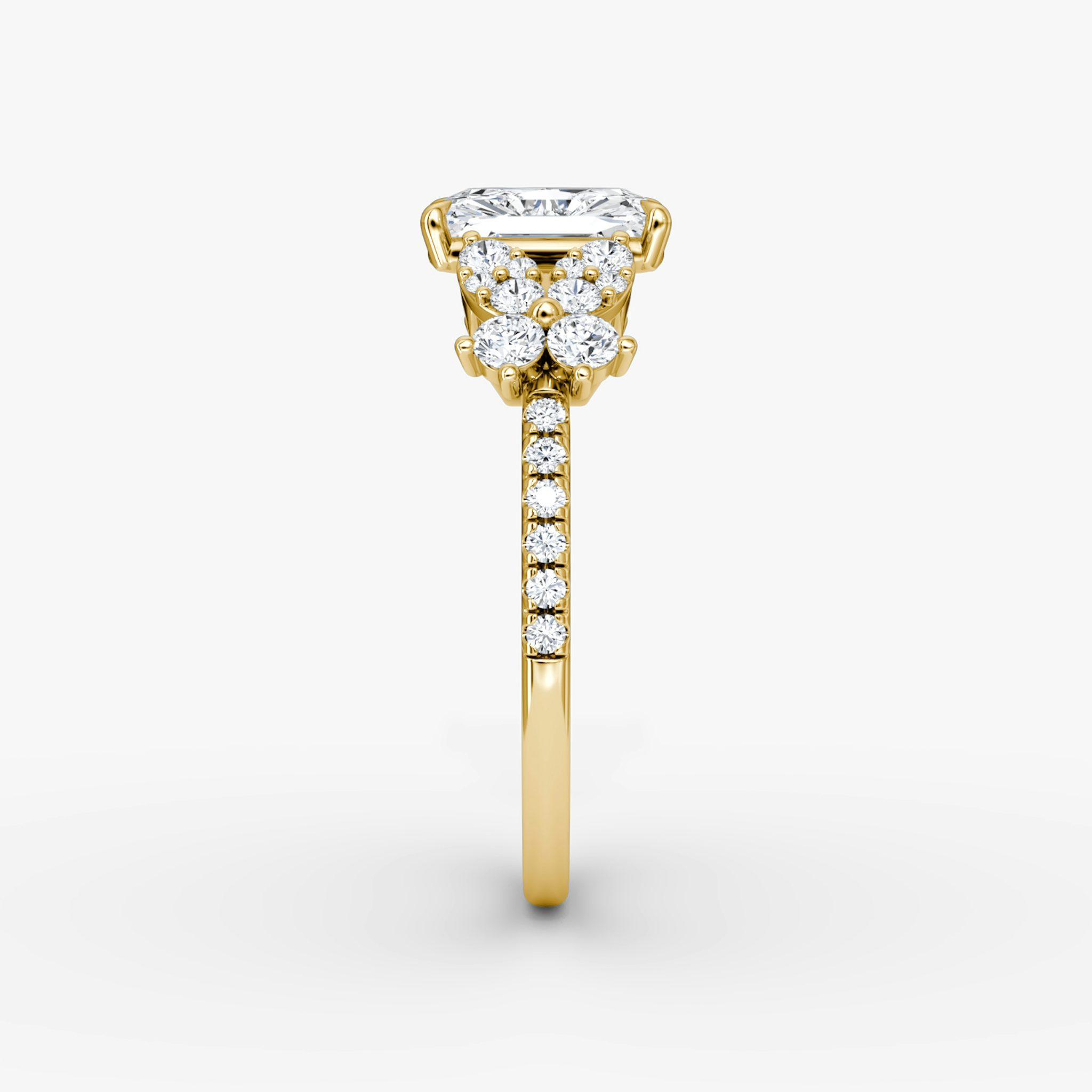 The Signature Floral | Radiant | 18k | Yellow Gold | bandAccent: Pavé | diamondOrientation: vertical | caratWeight: other